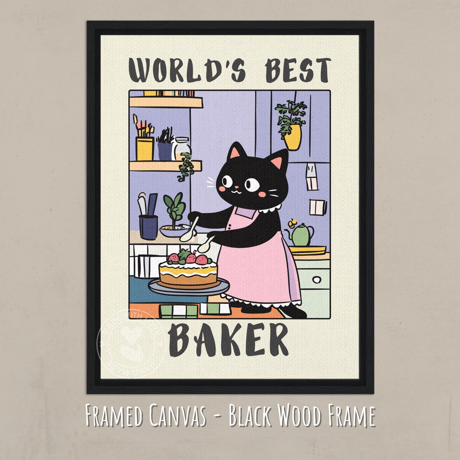 World's Best Baker Dark Frame Canvas
