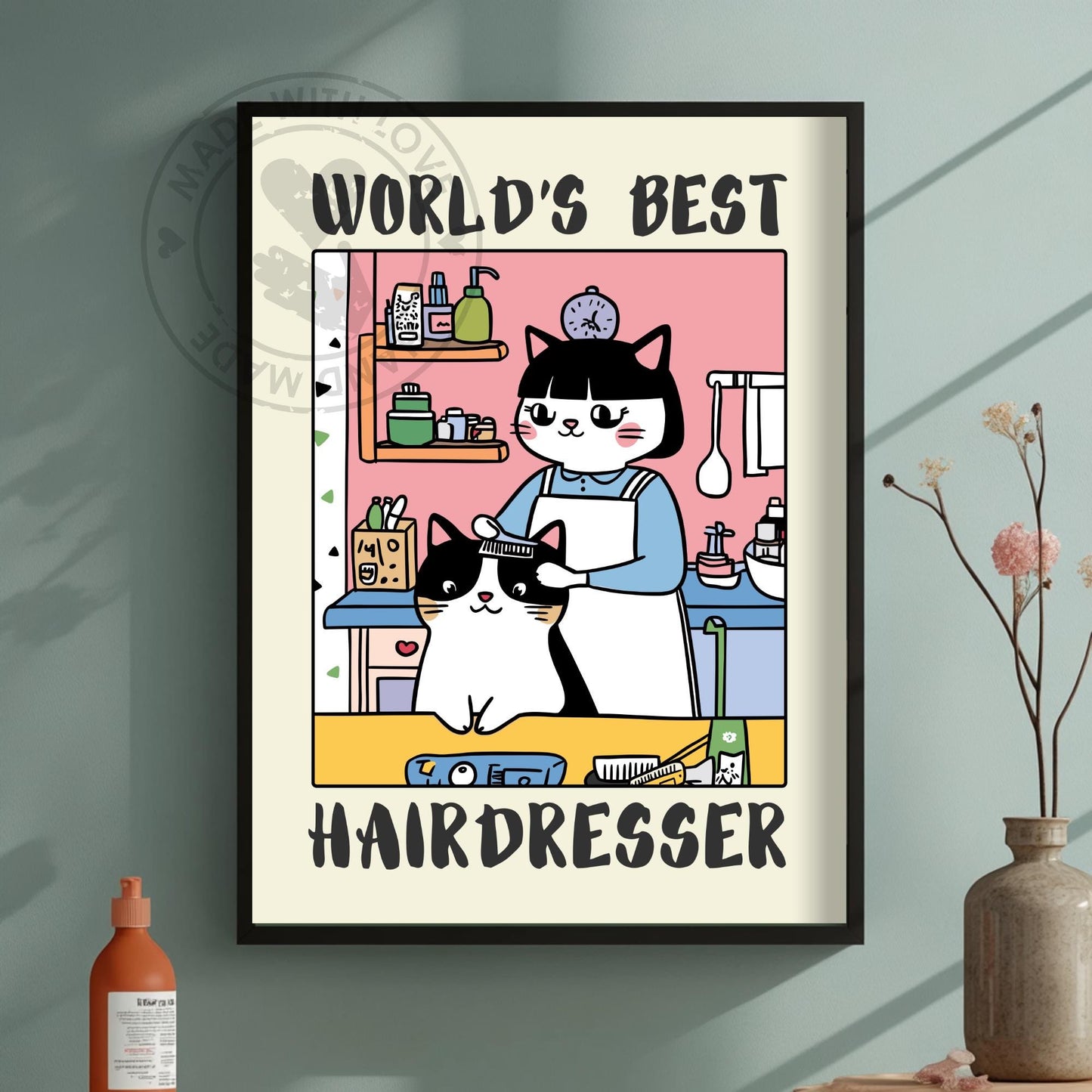 World&#39;s best Hairdresser Print on a green background