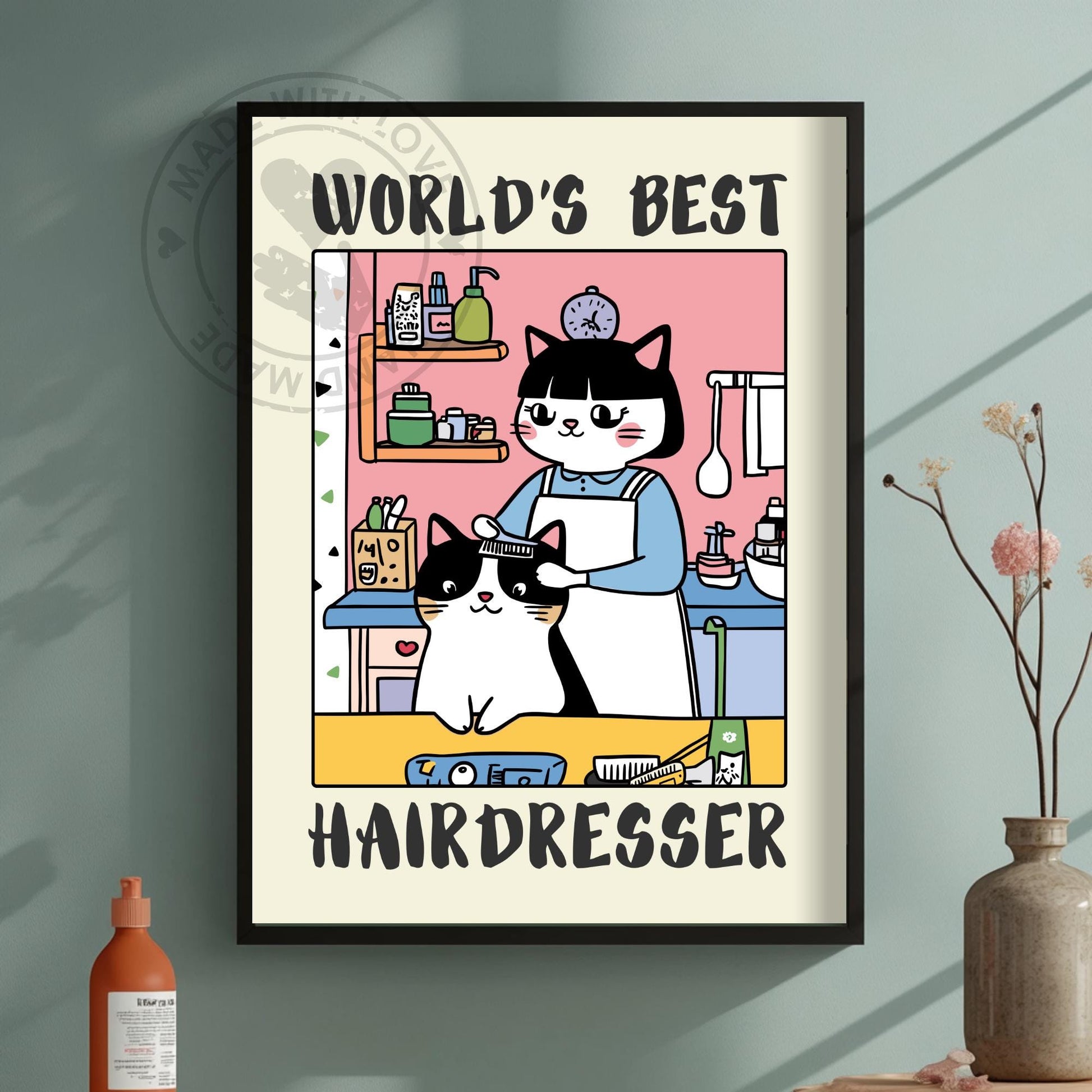 World&#39;s best Hairdresser Print on a green background