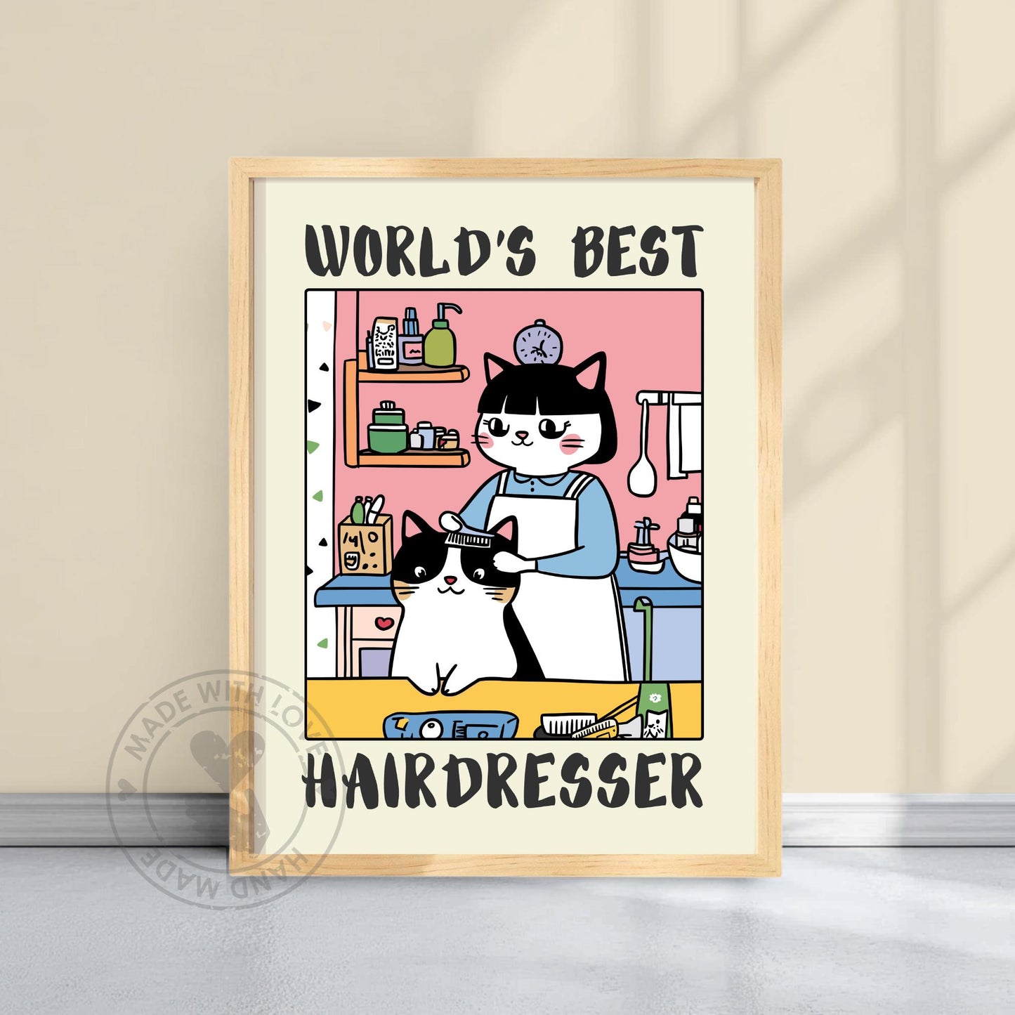 World&#39;s best Hairdresser Print on a yellow background