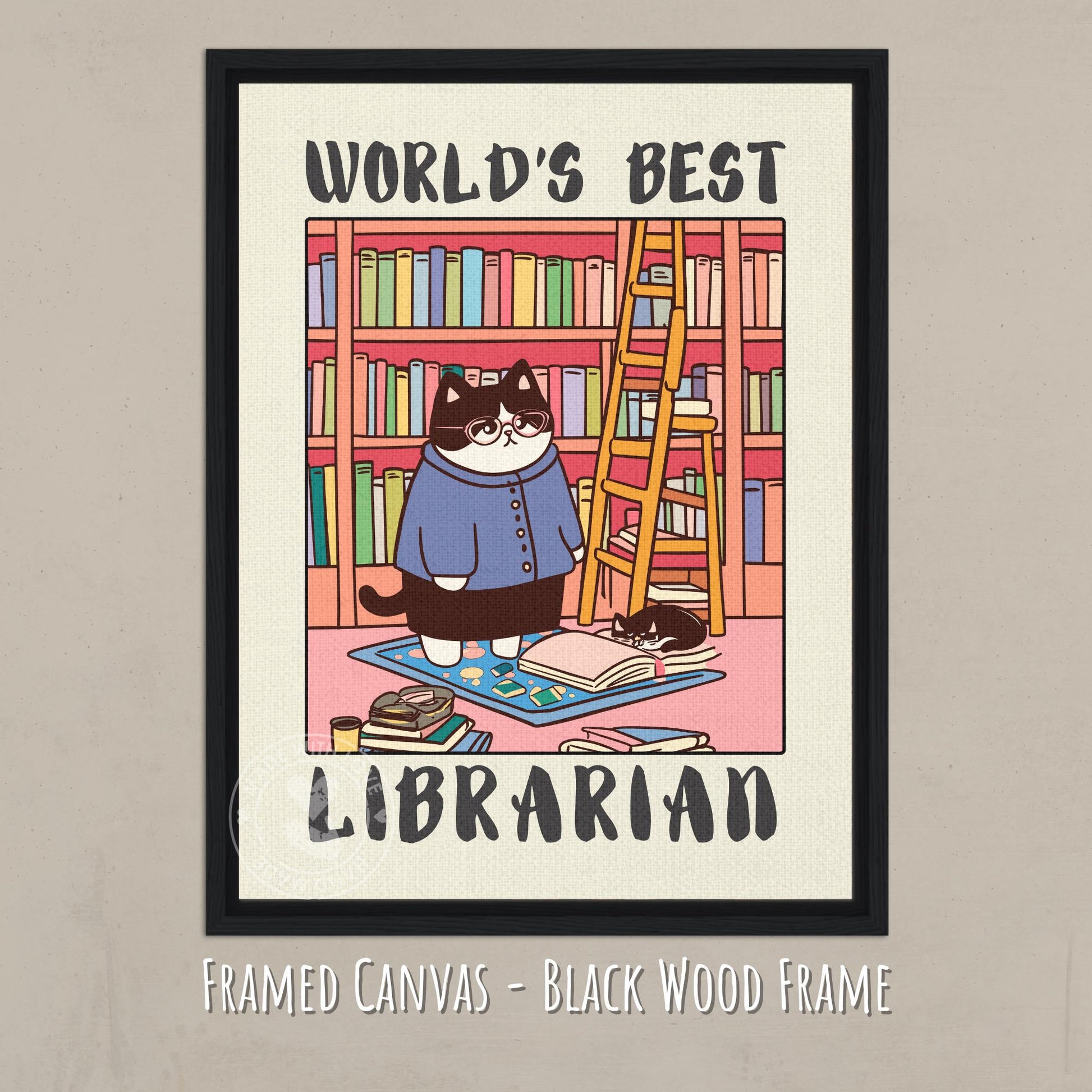 Librarian Poster - Canvas with a black wood frame