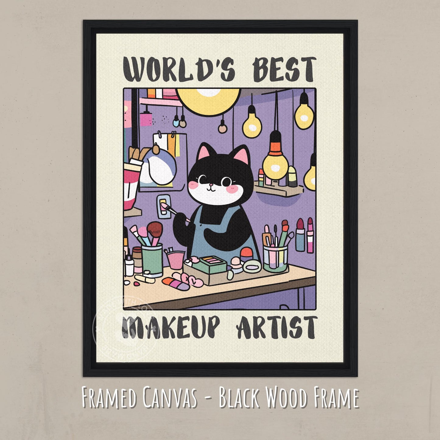 World&#39;s best Makeup Artist Print - Canvas - Black wood frame