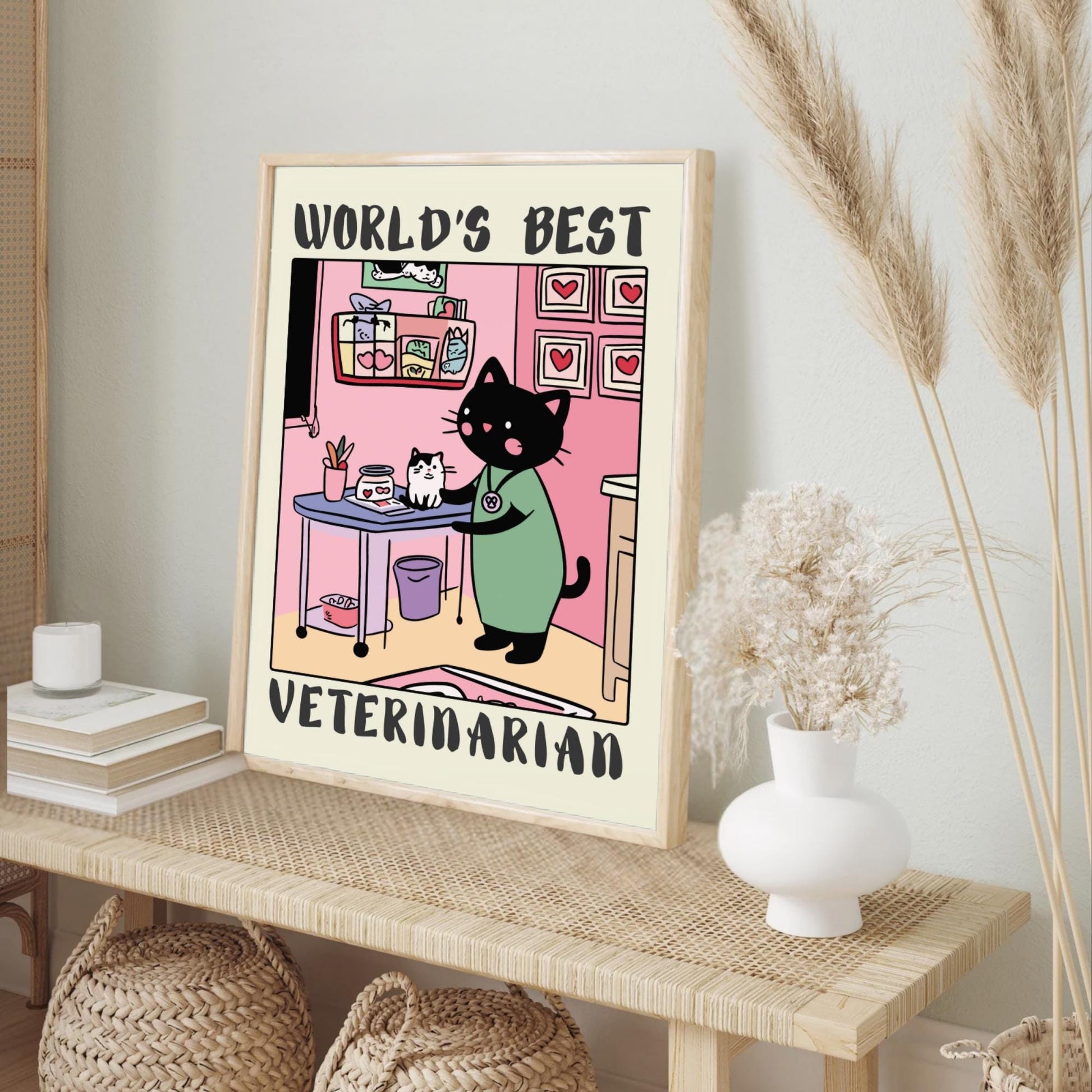 World&#39;s best Veterinarian Print - Cream wall background