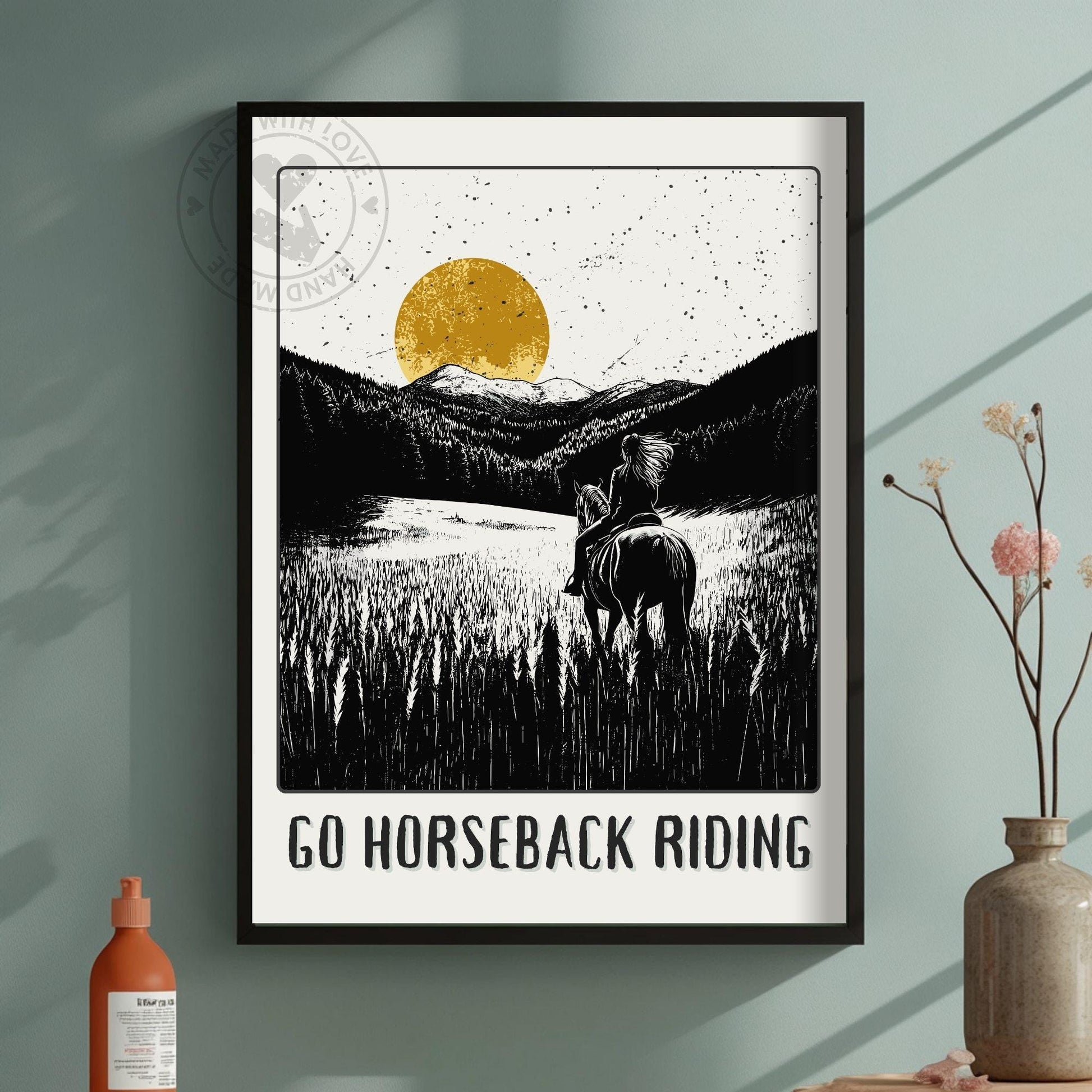 Go Horse Back Riding Poster - Green background