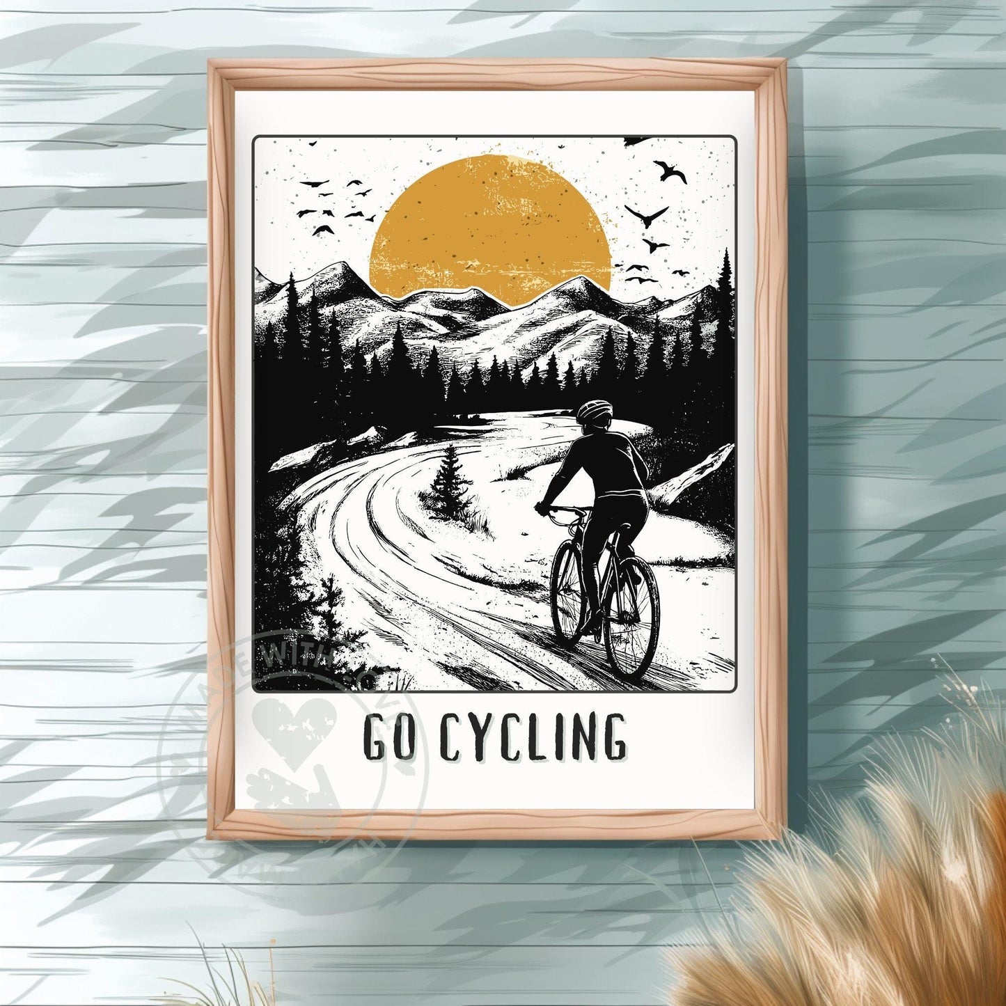 Go Cycling Poster - Green Background