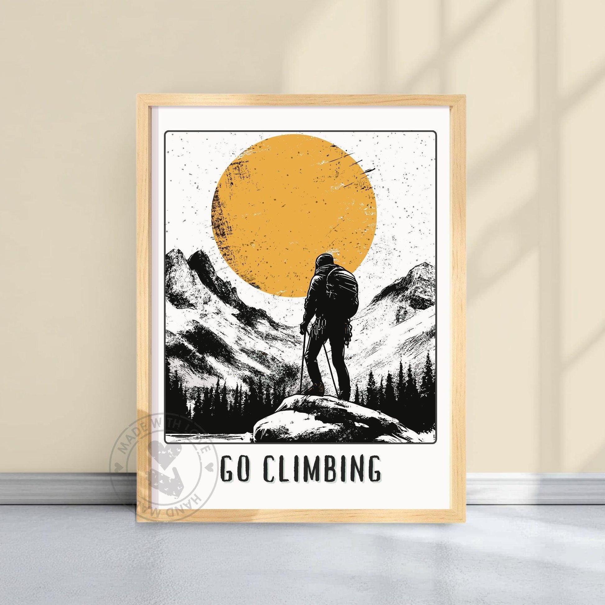 Go Climbing Poster - Yellow Background