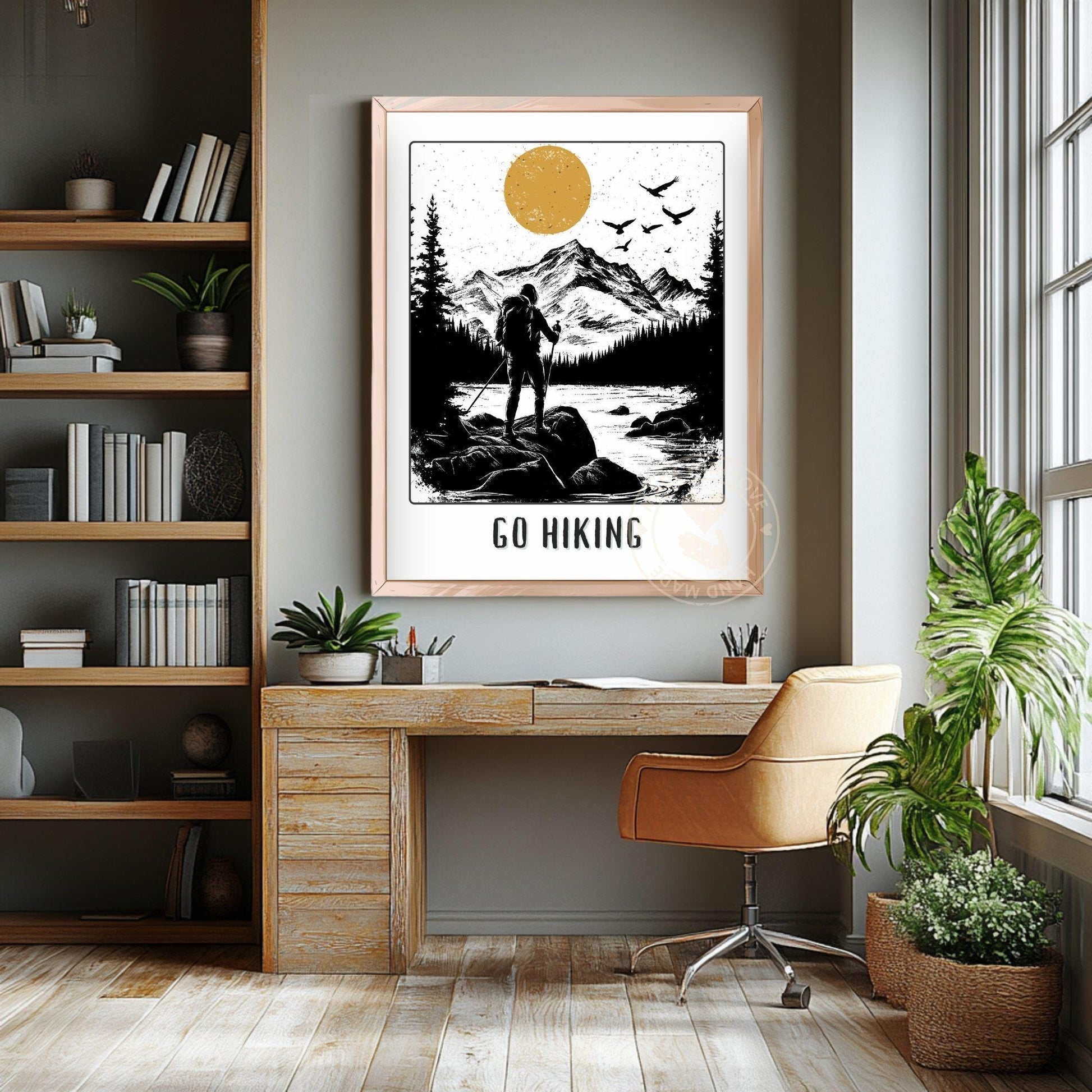 Go Hiking Poster - Living room Wall Background