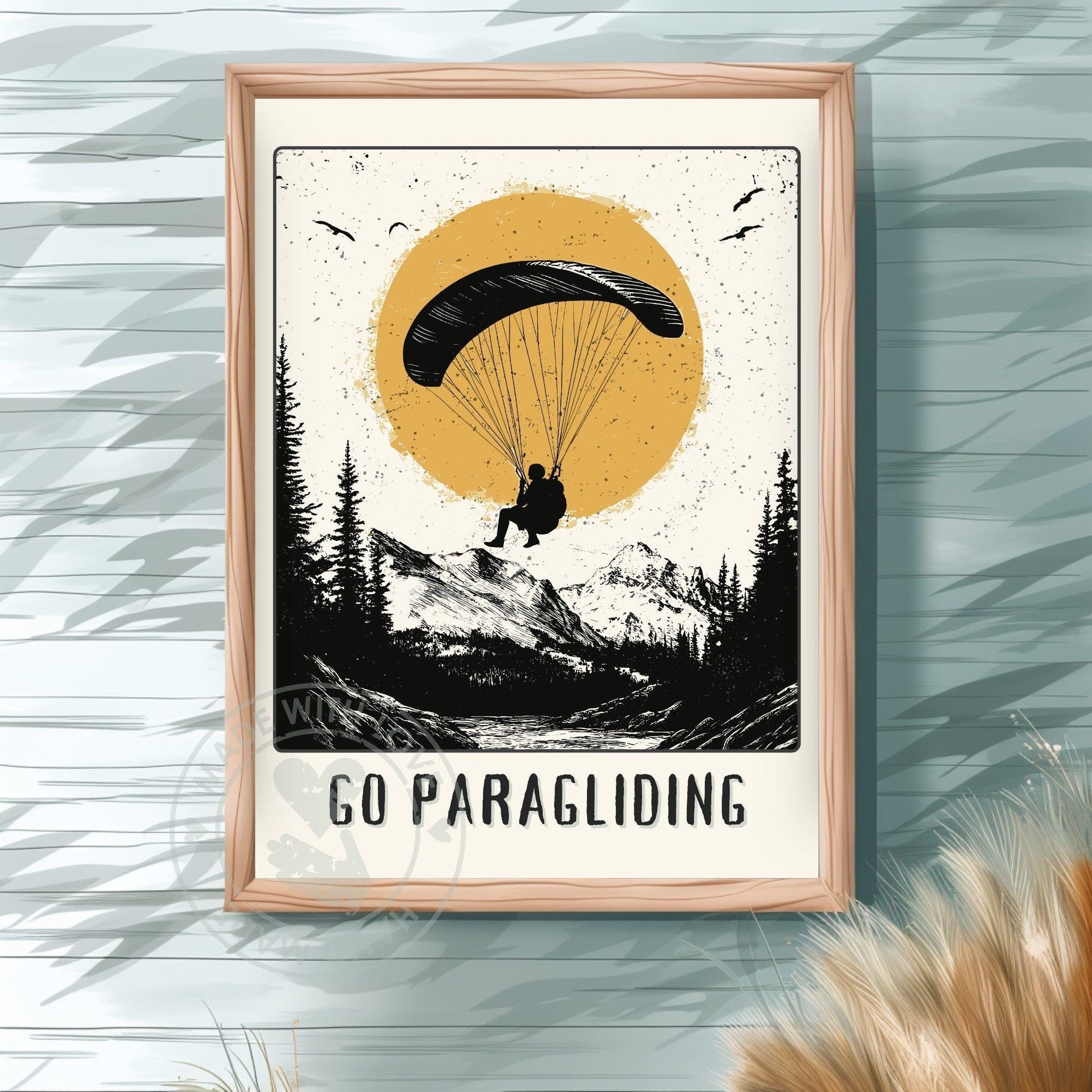 Go Paragliding Poster -  Green Wall Background