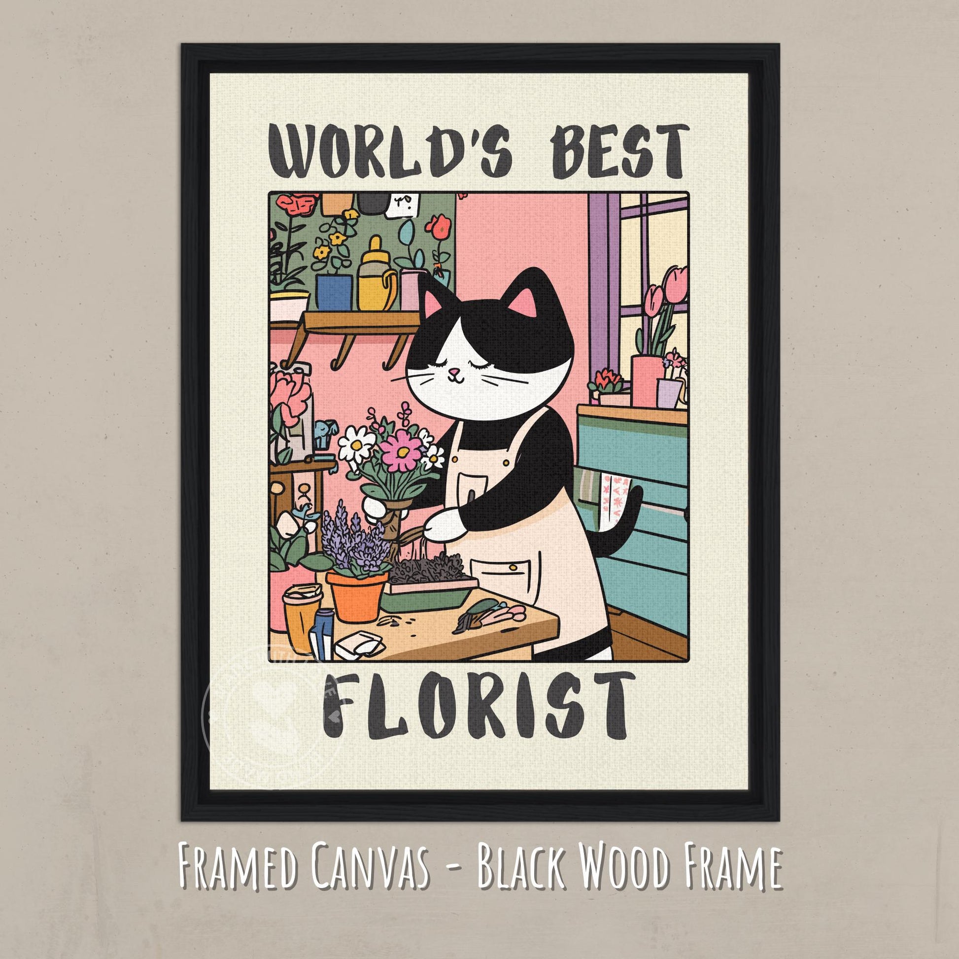 World's best Florist Poster - Canvas with Black wood frame