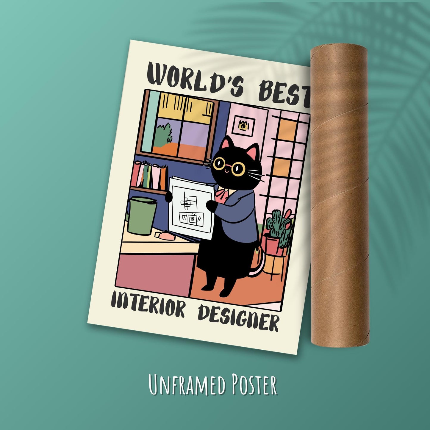 Interior Designer Poster - Green Background with a tube