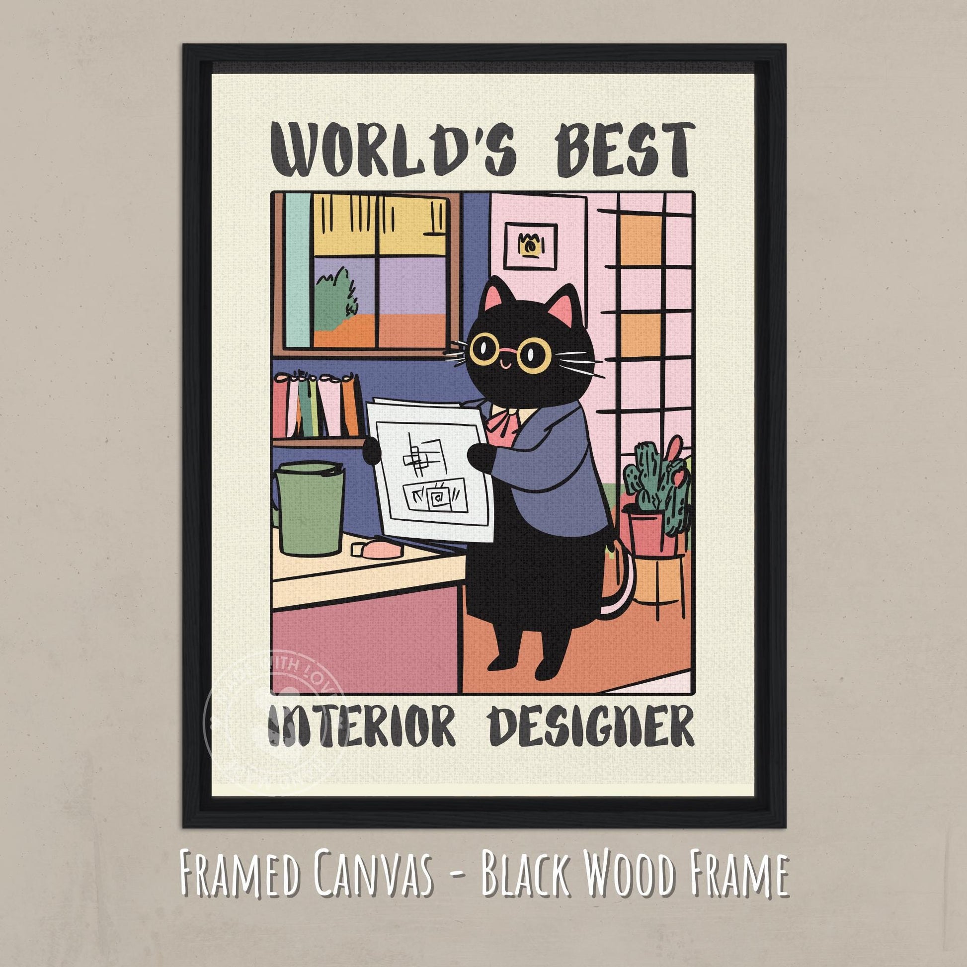 Interior Designer Poster - Canvas with a Dark wood frame