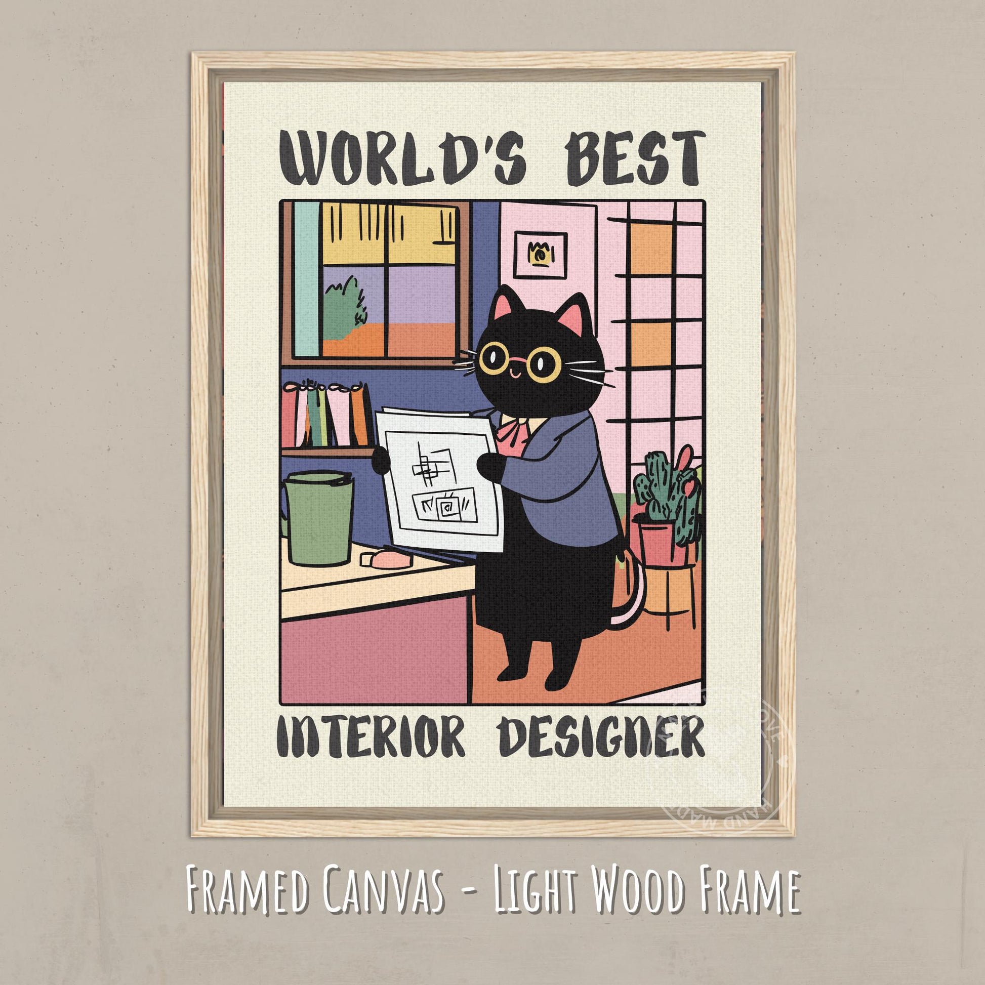 Interior Designer Poster - Canvas with a light wood frame