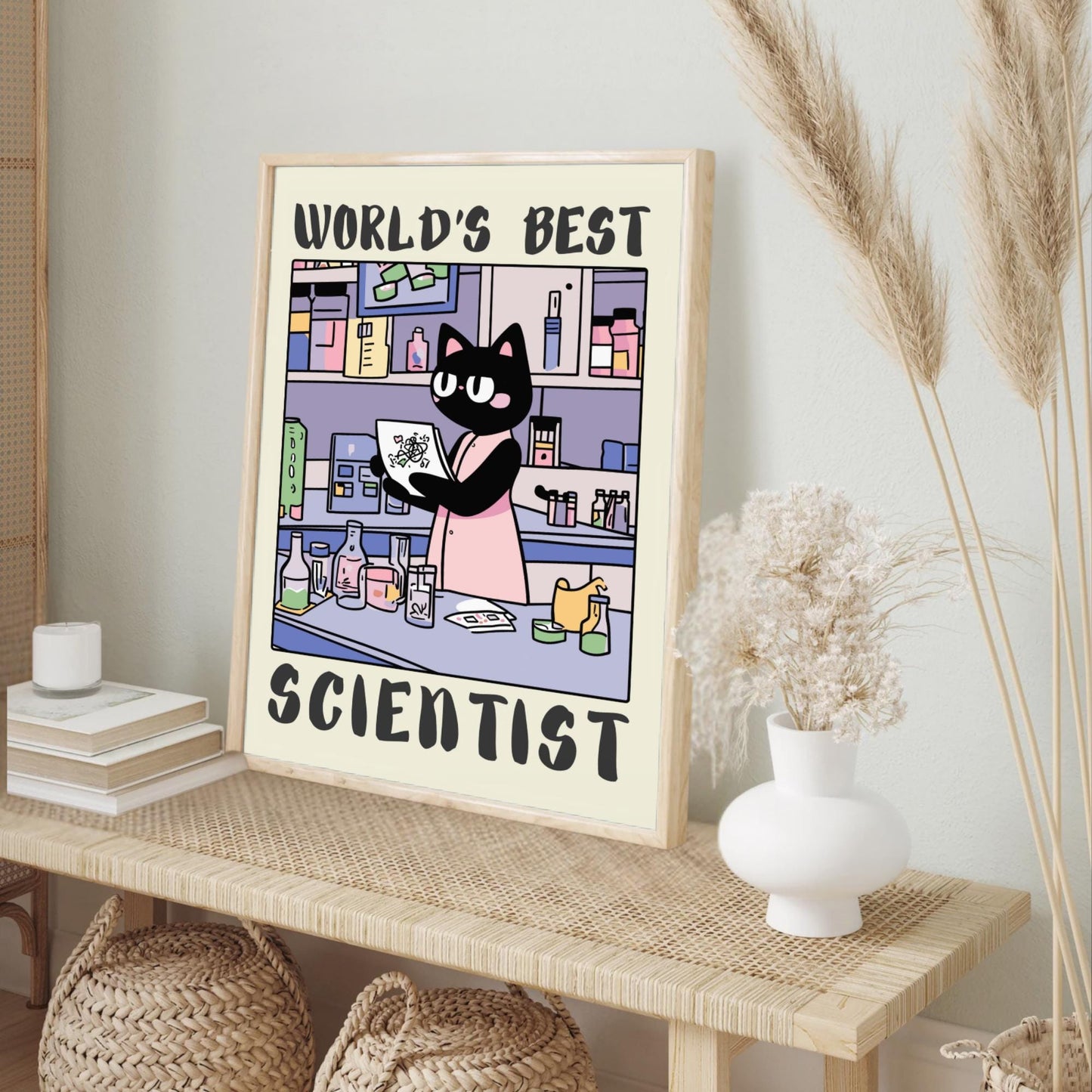 World&#39;s best Scientist Print - Cream Background
