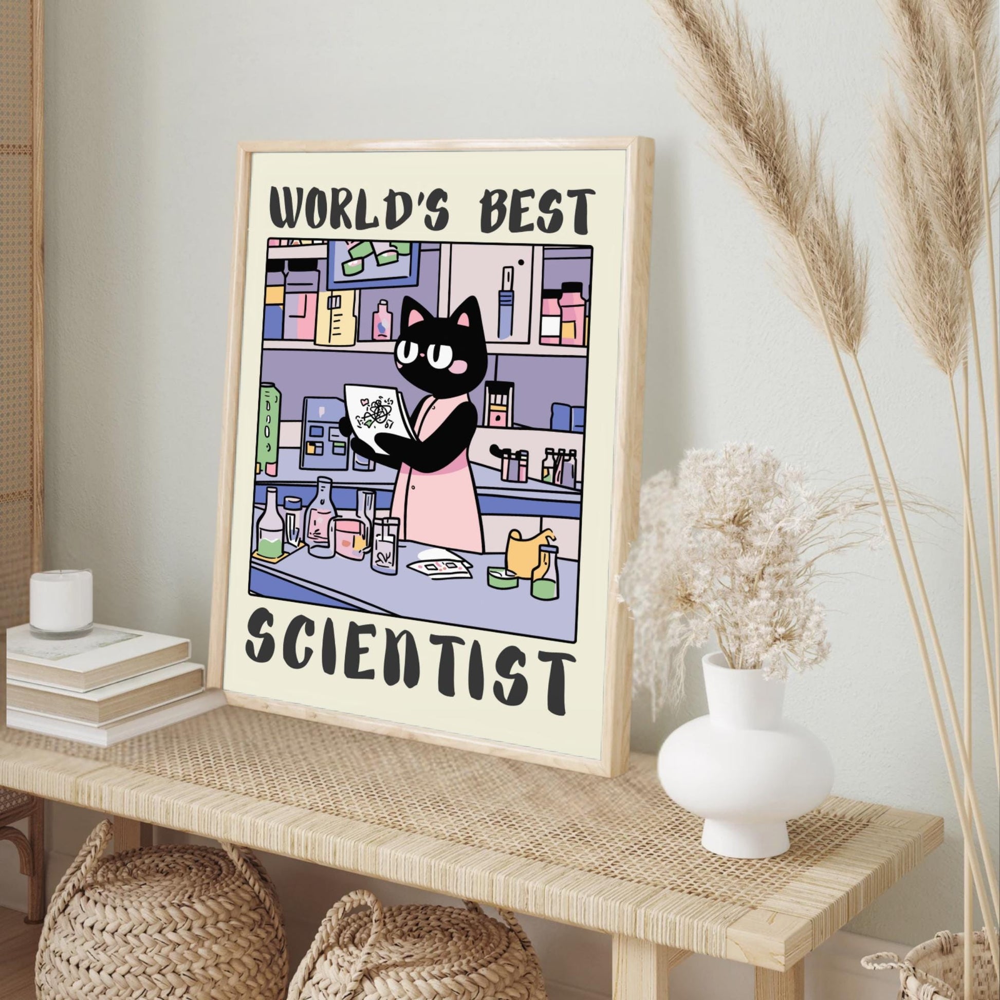 World&#39;s best Scientist Print - Cream Background