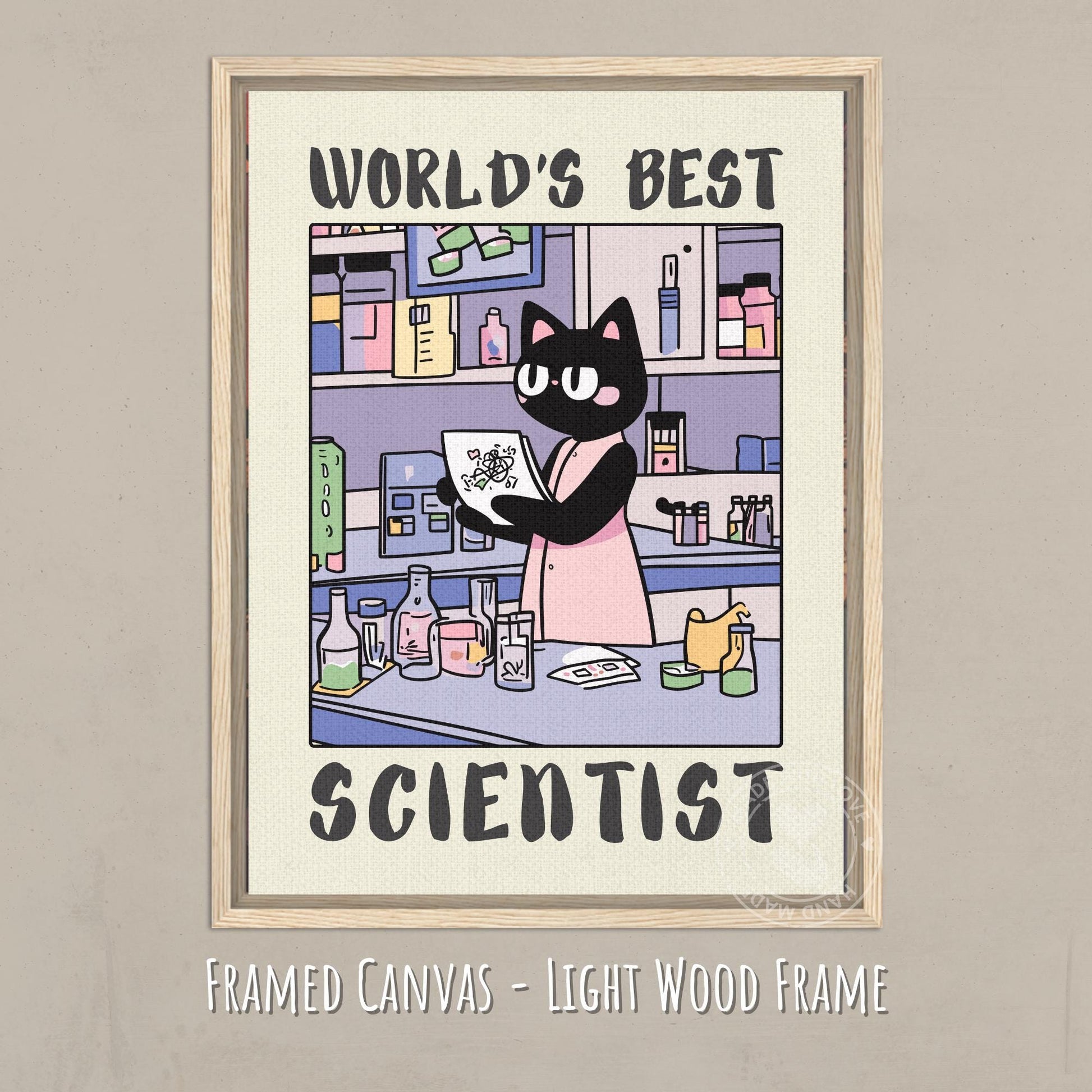 World's best Scientist Print - Canvas on a light wood background