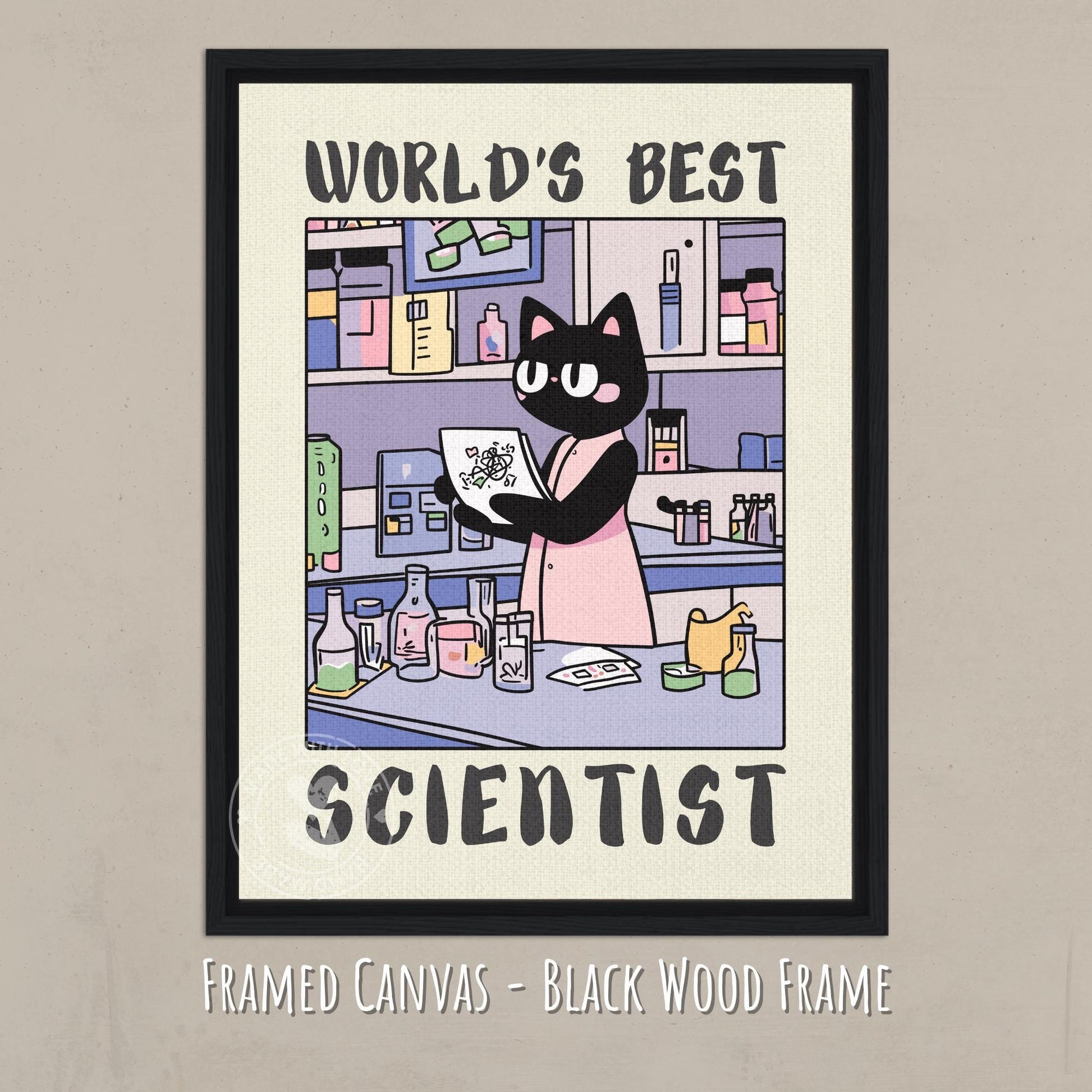 World's best Scientist Print - Canvas on a black wood background