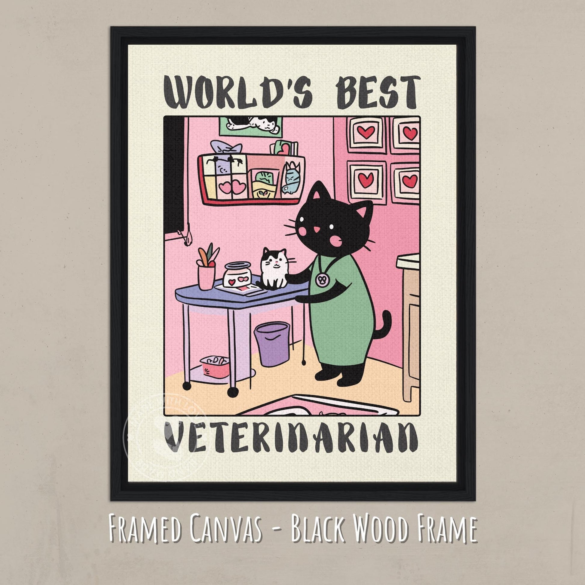World's best Veterinarian Print - Canvas - Black wood frame