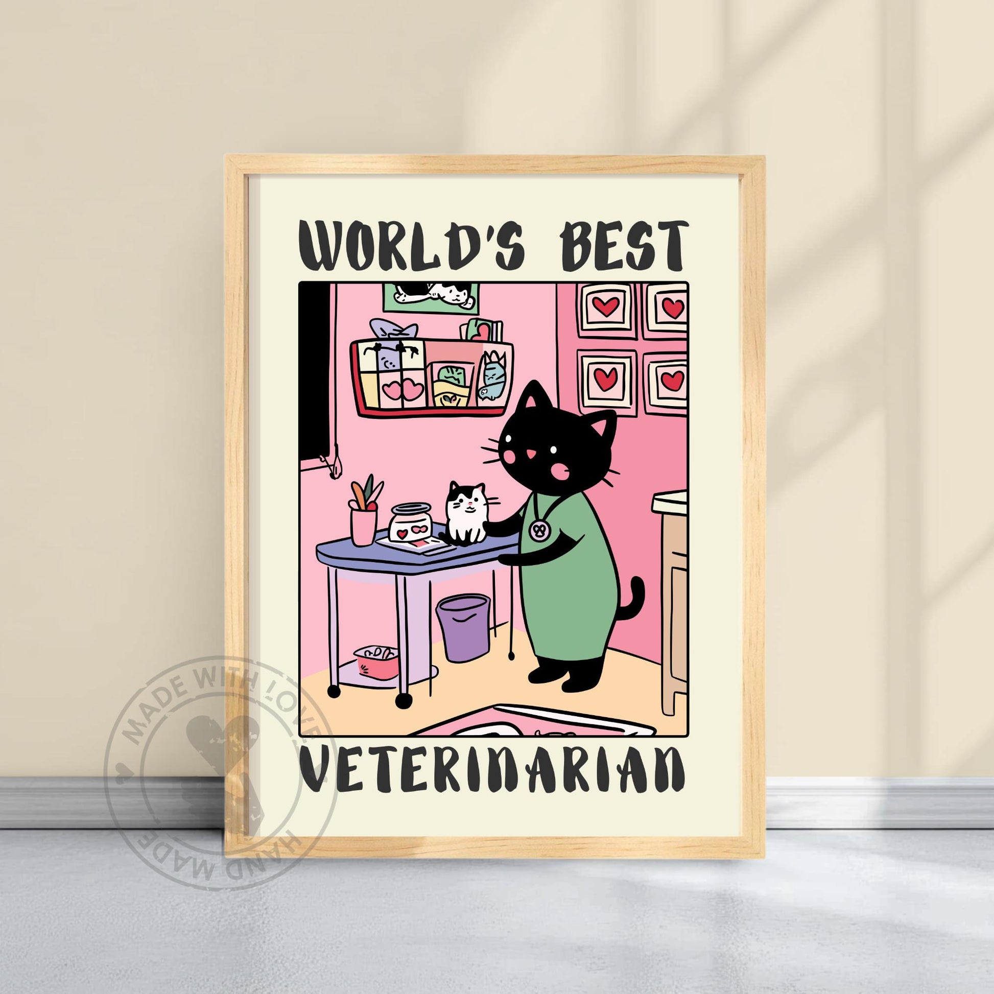 World&#39;s best Veterinarian Print - Yellow wall background