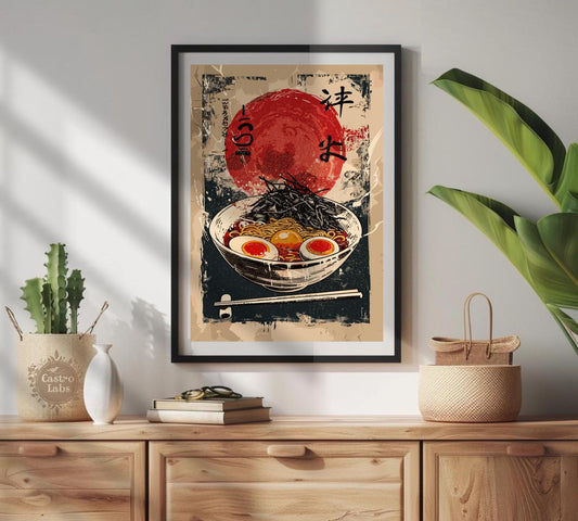 Unique ramen wall decor featuring bold broth and traditional toppings.