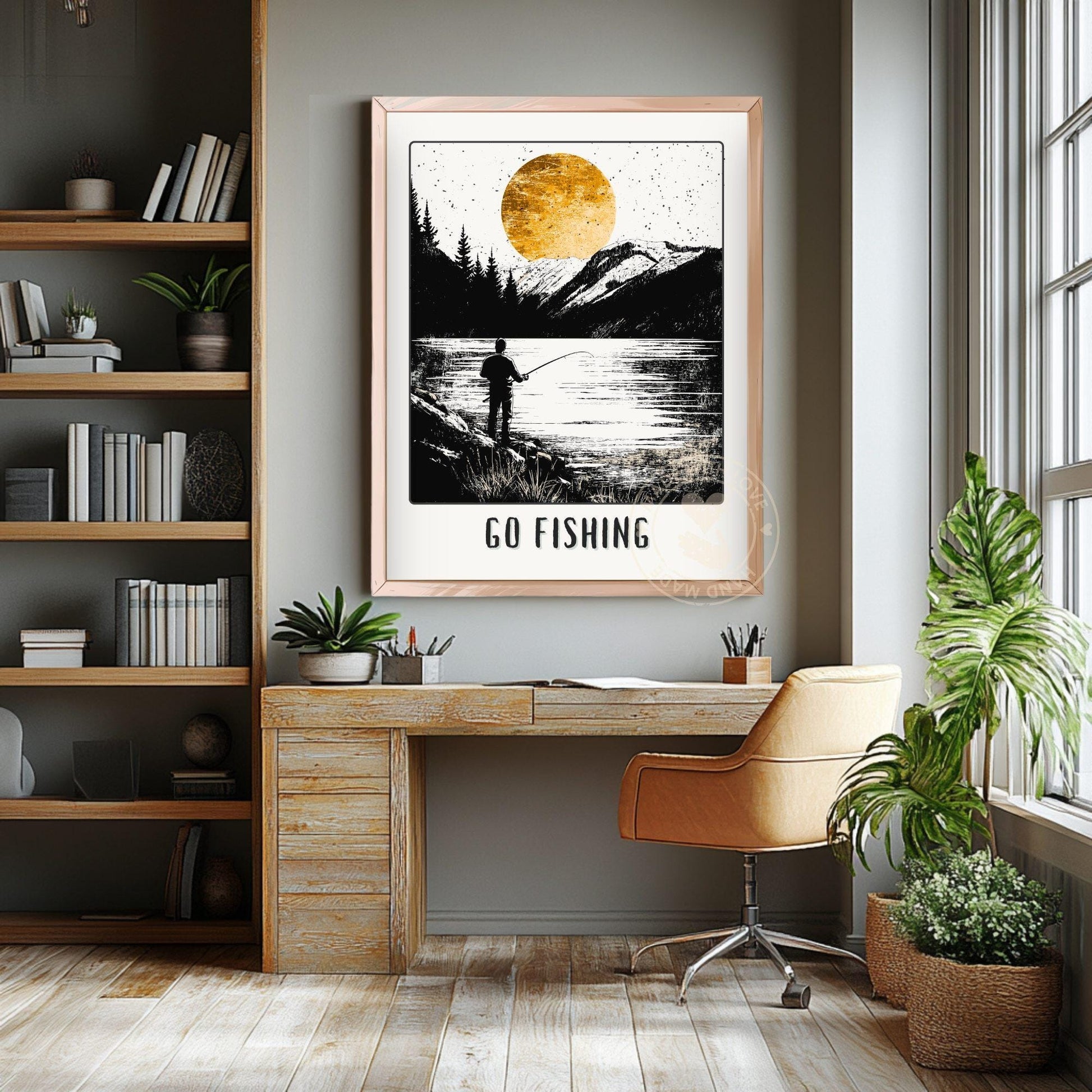 Go Fishing Poster - Living room wall Background