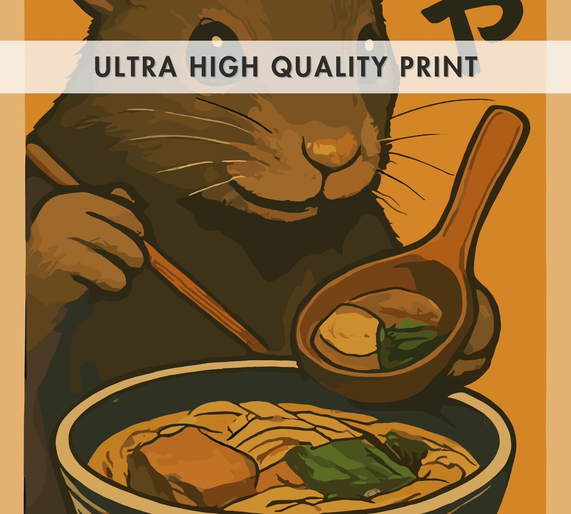 Mouse Eating Ramen Poster – Adorable Mouse Wall Art, Kawaii Japanese Food Print, Whimsical Ramen Lover Decor, Cute Animal Kitchen Art