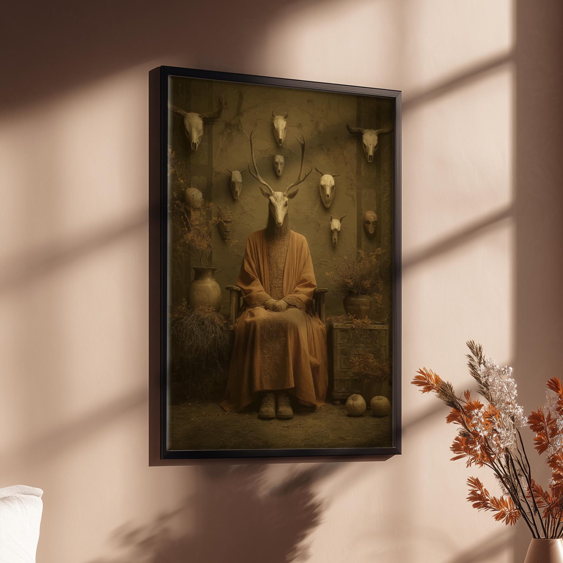 The Goat Matriarchs – Gothic Mourning Goat Art, Dark Surreal Forest Print, Anthropomorphic Goat Women Poster