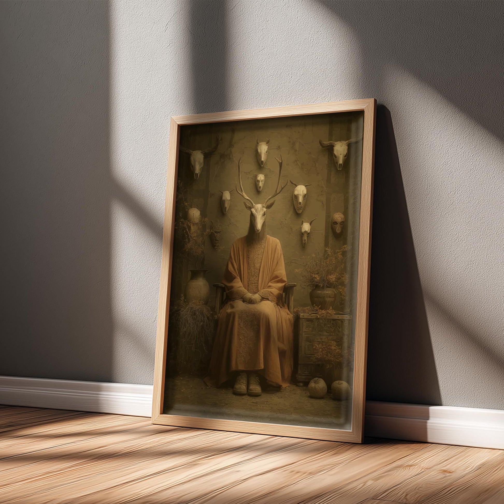 The Goat Matriarchs – Gothic Mourning Goat Art, Dark Surreal Forest Print, Anthropomorphic Goat Women Poster