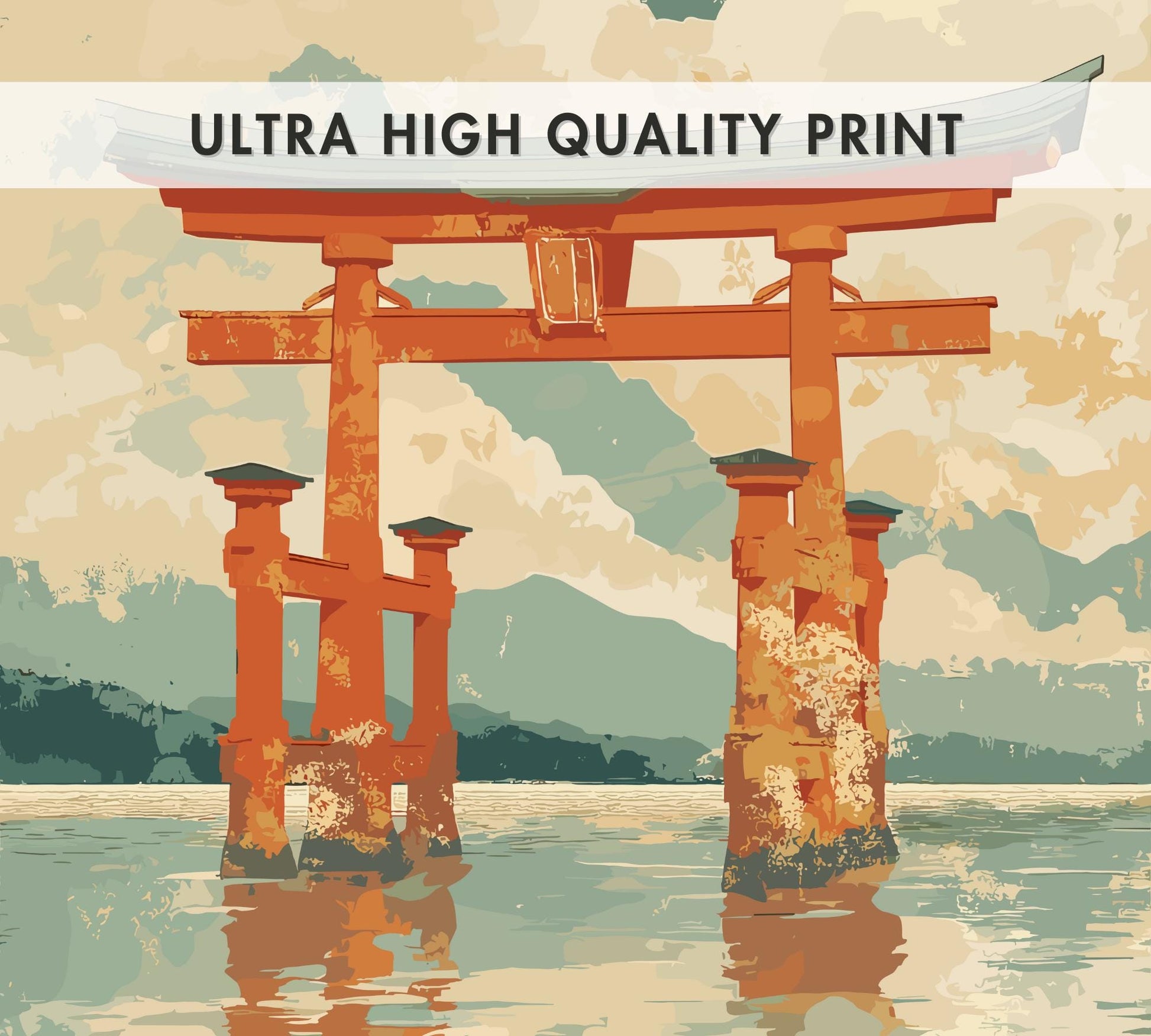 Torii Gate Wall Art – Japanese Shrine Poster, Sacred Shinto Symbol Print, Minimalist Japan Landscape, Zen and Spiritual Decor