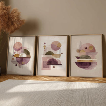 Mid century modern shape art prints, Boho Interior Wall Art, Living Room Abstract Wall Art, Scandinavian Wall Décor