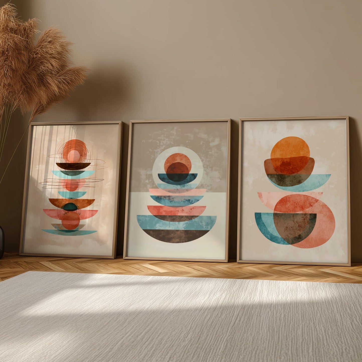 Abstract Circular Geometry Wall Art for Living Room décor, Boho Wall Décor for Bedroom, Scandinavian Wall Decoration