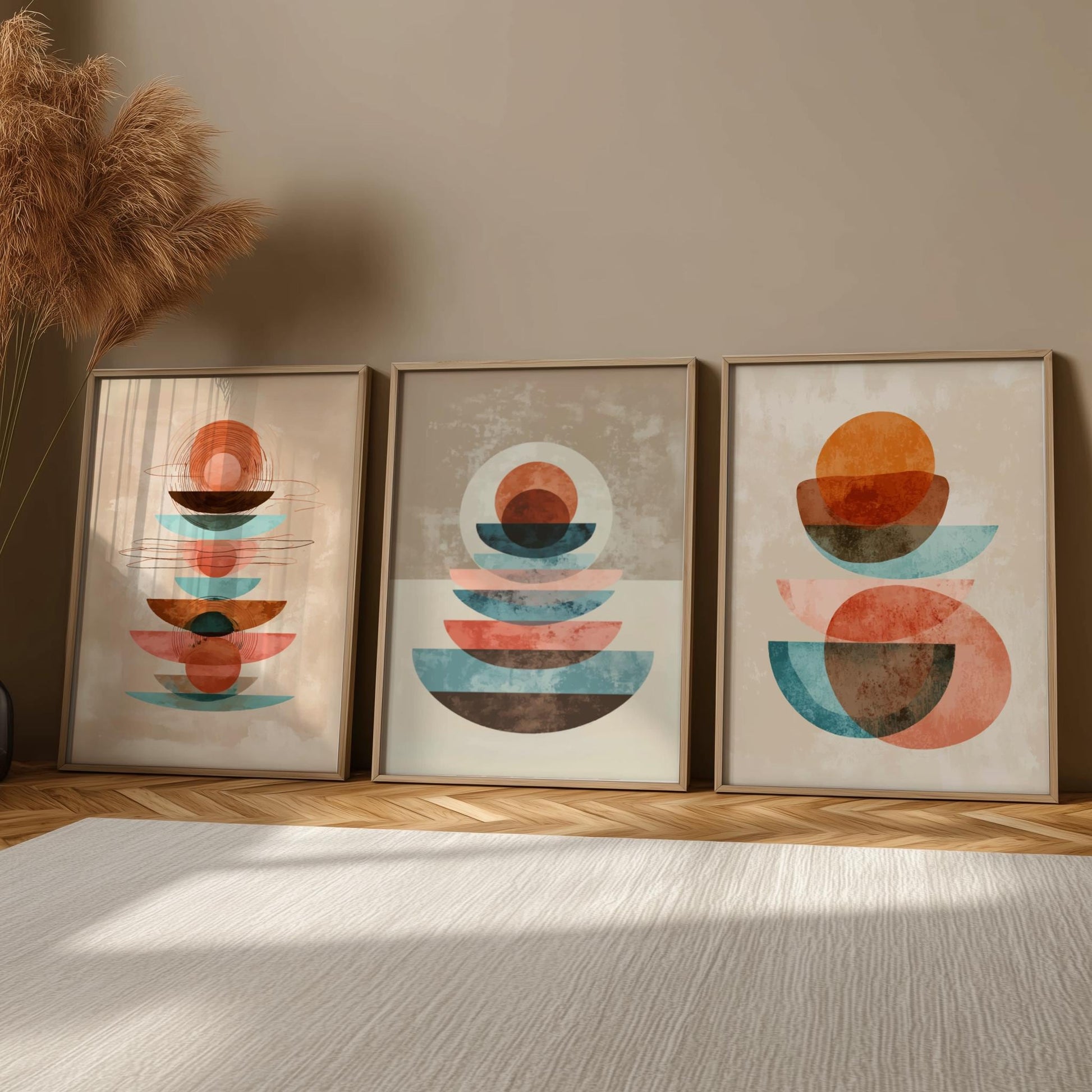 Abstract Circular Geometry Wall Art for Living Room décor, Boho Wall Décor for Bedroom, Scandinavian Wall Decoration