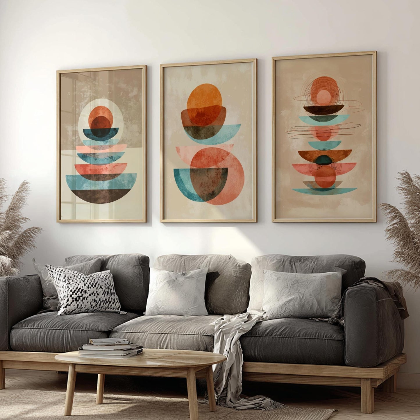 Abstract Circular Geometry Wall Art for Living Room décor, Boho Wall Décor for Bedroom, Scandinavian Wall Decoration