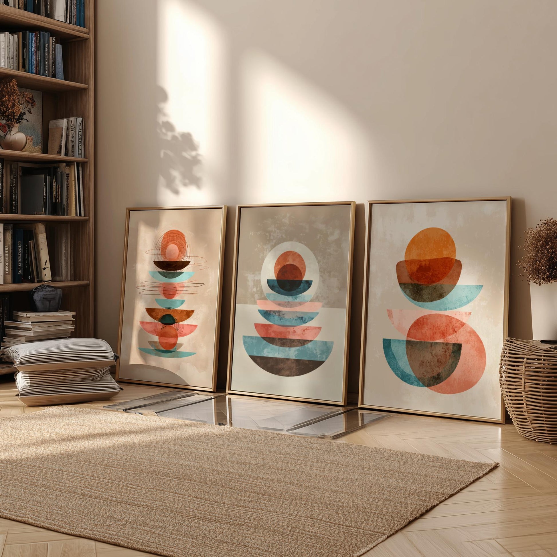 Abstract Circular Geometry Wall Art for Living Room décor, Boho Wall Décor for Bedroom, Scandinavian Wall Decoration