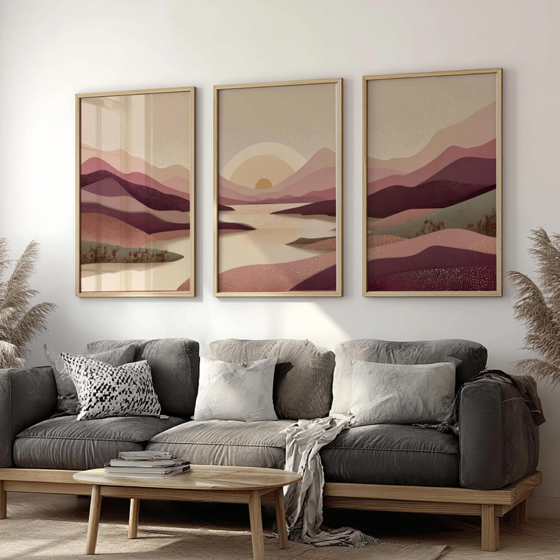 Burgundy & Beige Landscape Wall Art