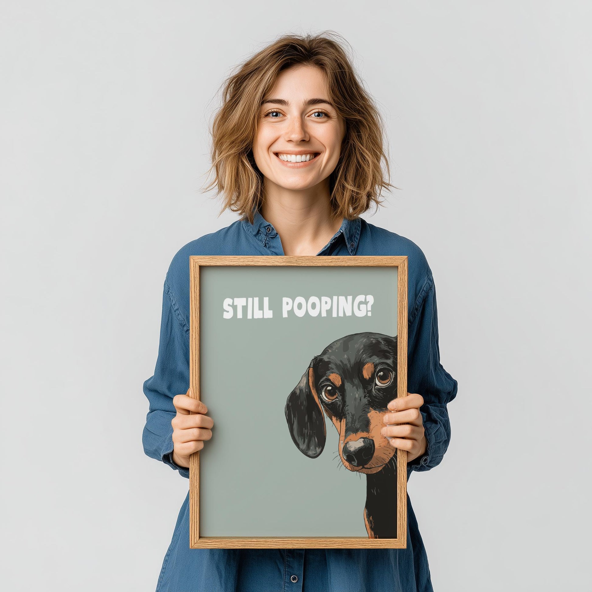 Still Pooping Sausage Dog Print, Dachshund Dog