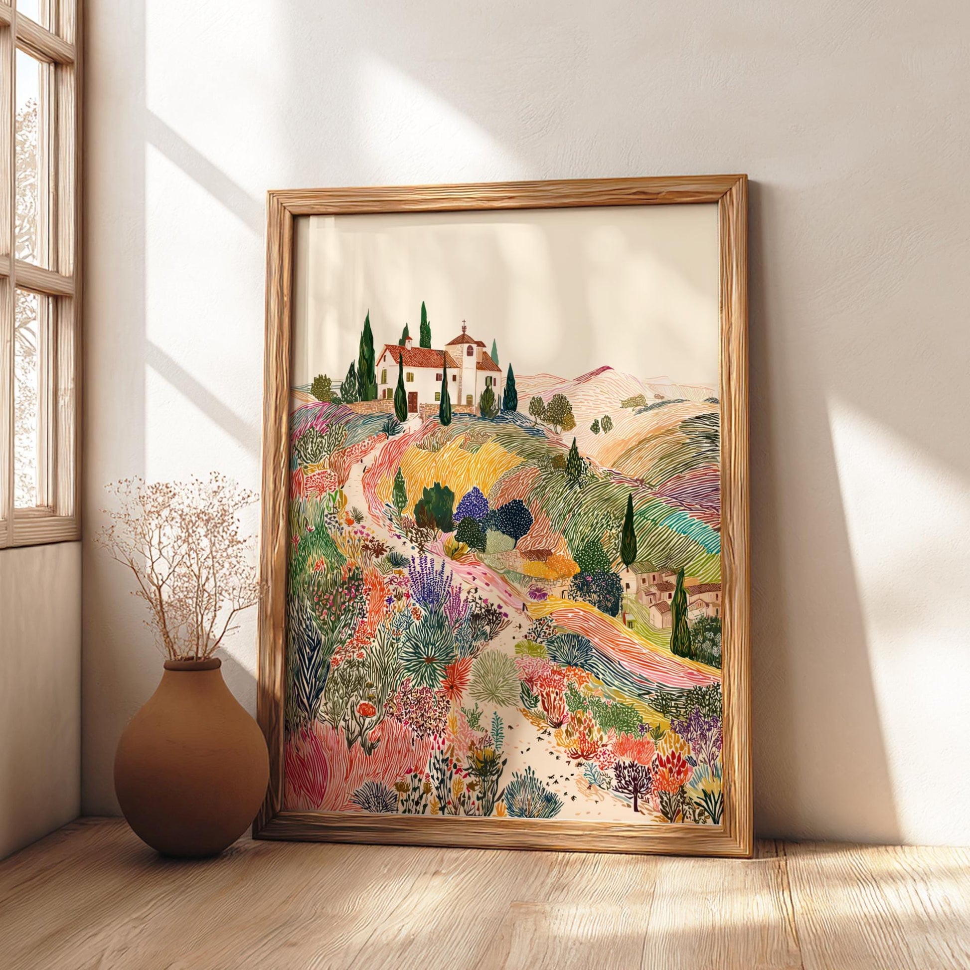 Lavender Twilight - Pastel Sunset Landscape Art Print - Whimsical Nature Wall Decor Poster