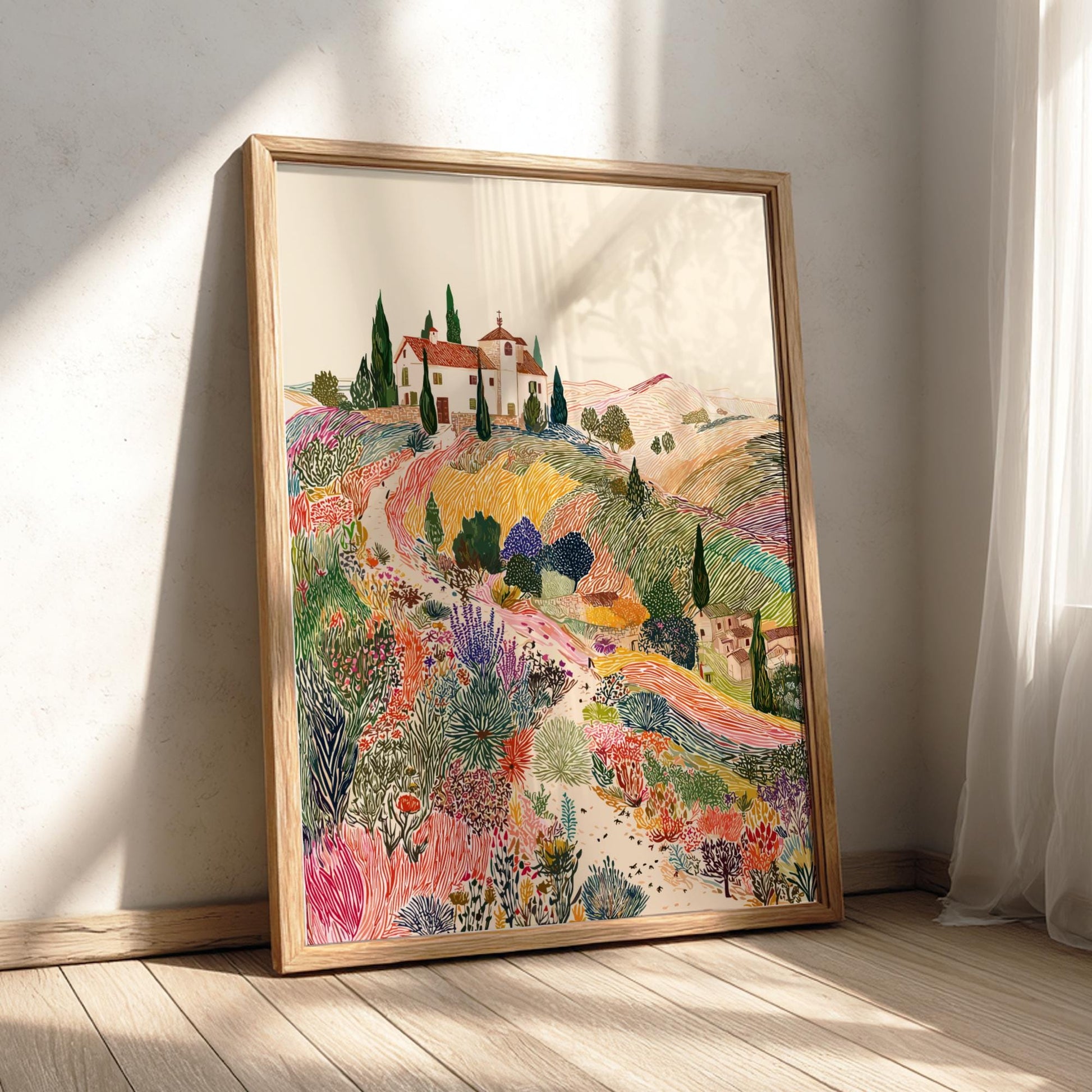 Lavender Twilight - Pastel Sunset Landscape Art Print - Whimsical Nature Wall Decor Poster