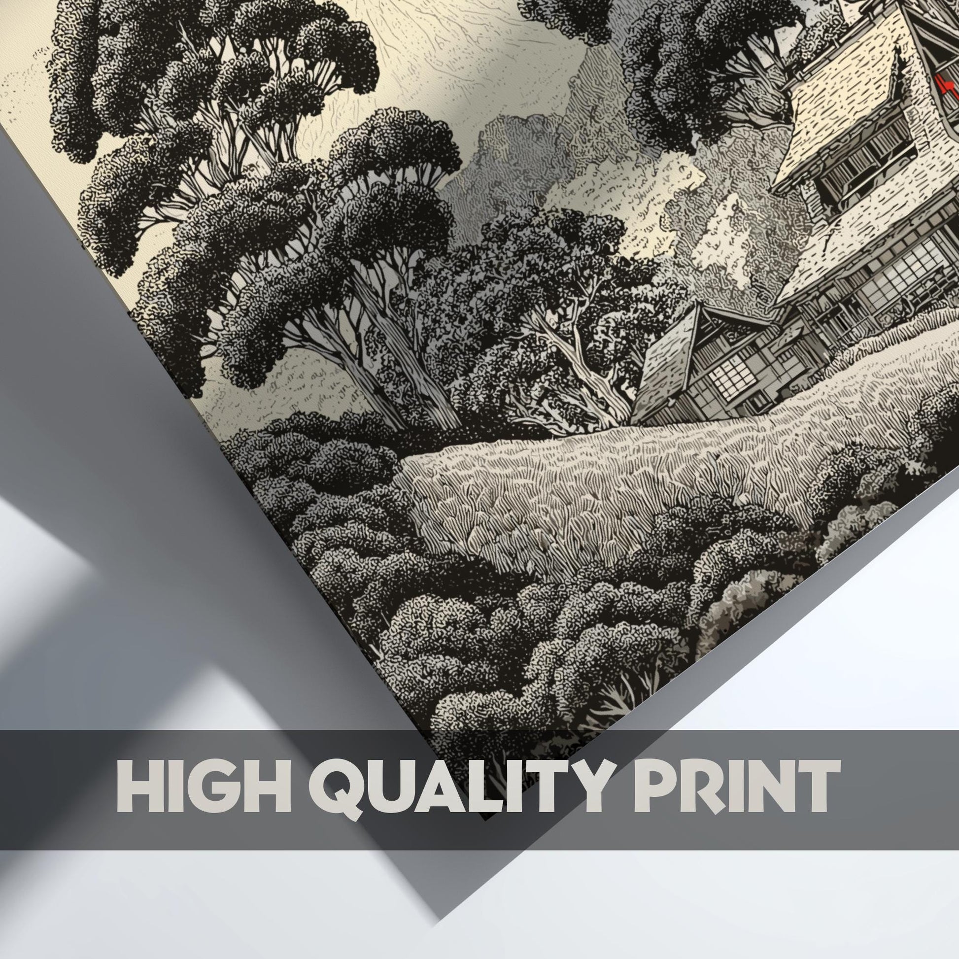 Black and White Japanese Print