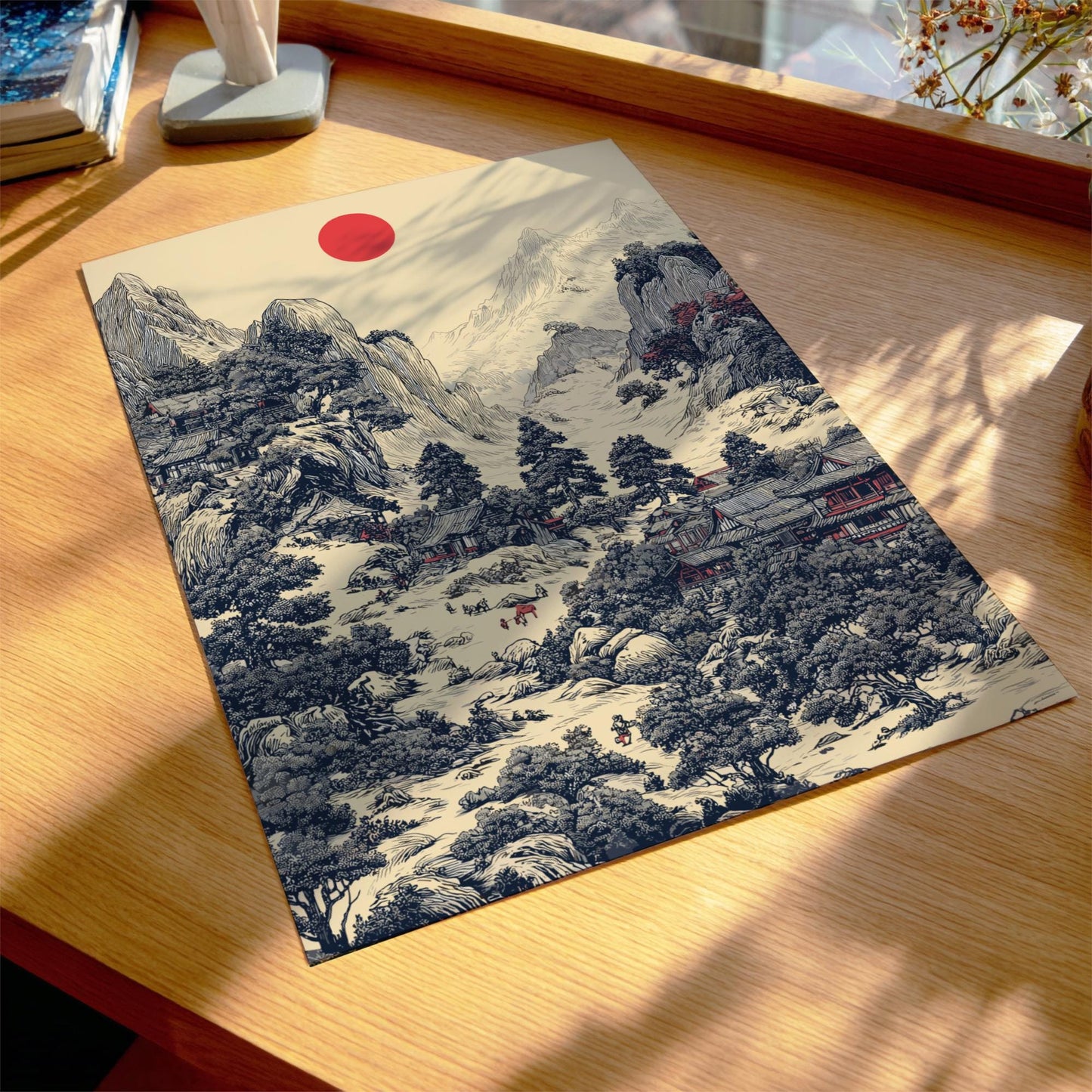 Detailed Japanese Landscape Print