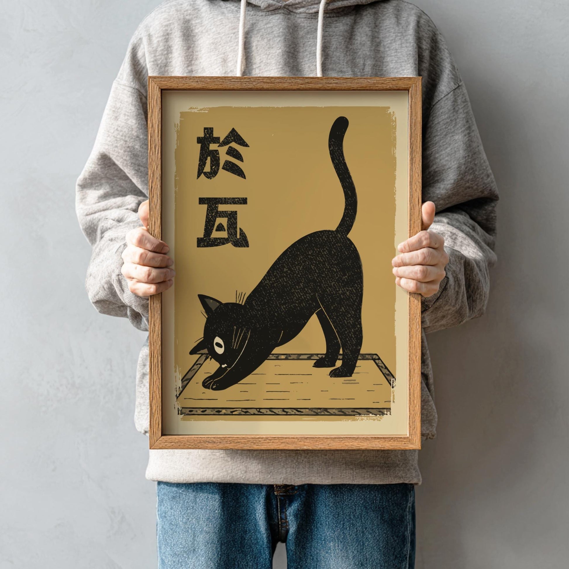 Yoga Cat Downward Dog Print