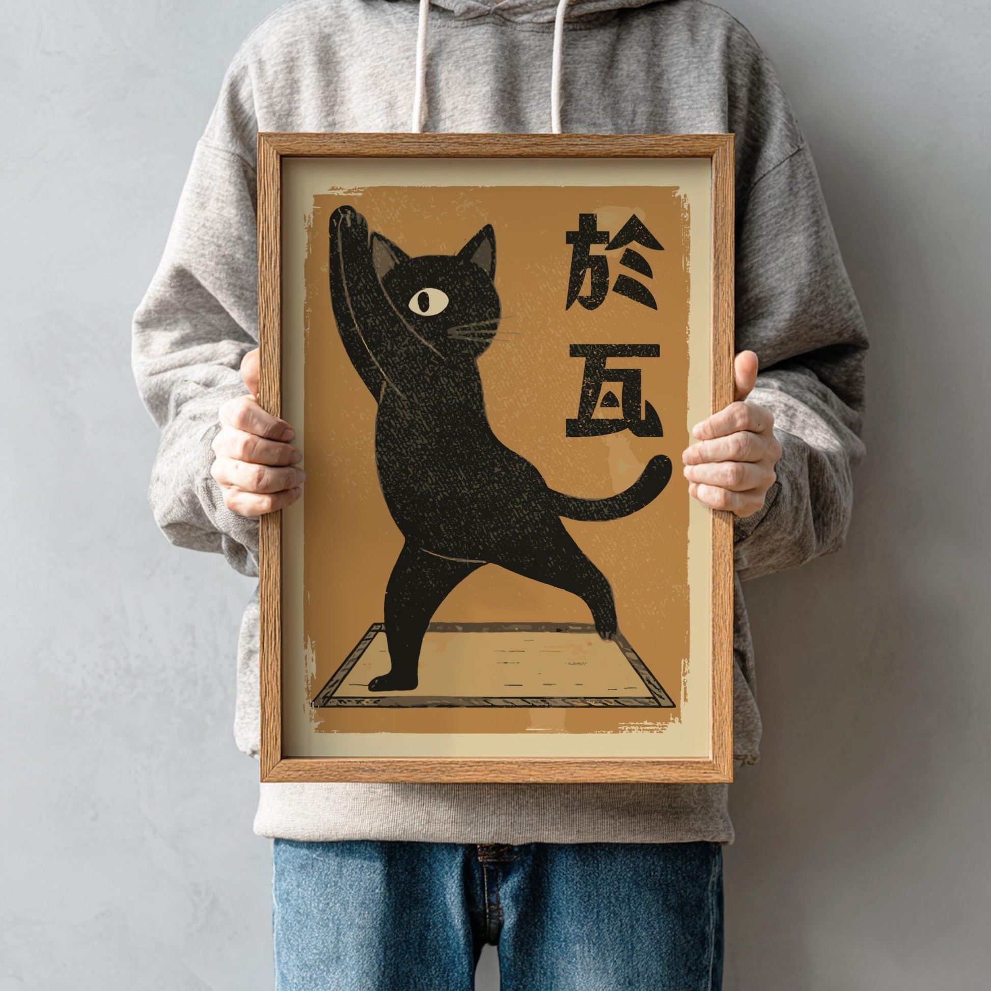 Yoga Cat Warrior Pose Print
