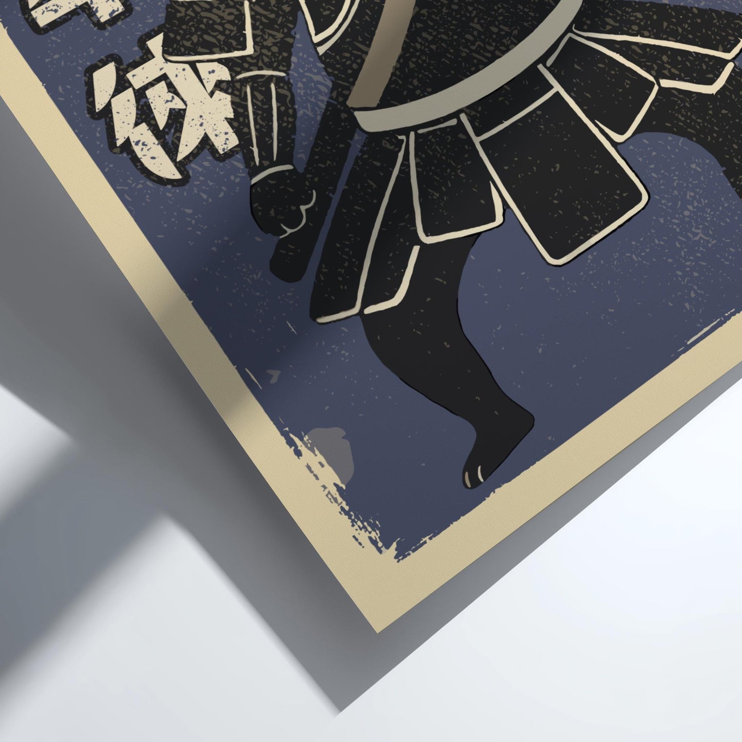 Samurai Cat in Armor Poster, Traditional Japanese Warrior Art
