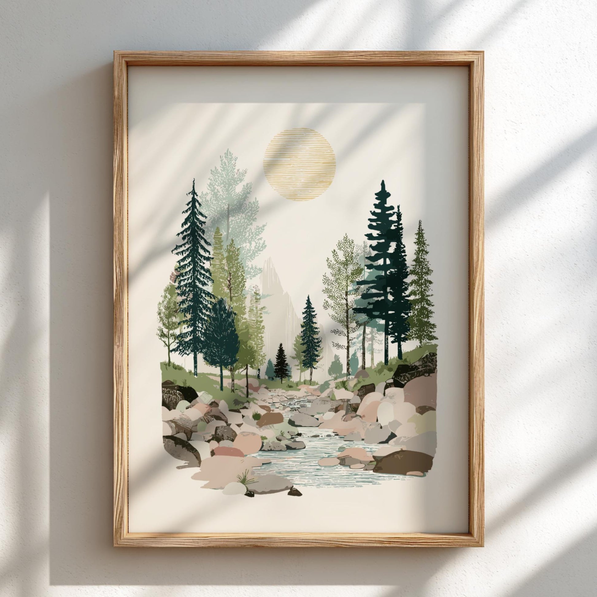 Forest Sun Veil - Pastel Forest Poster - Serene Nature Wall Decor Poster