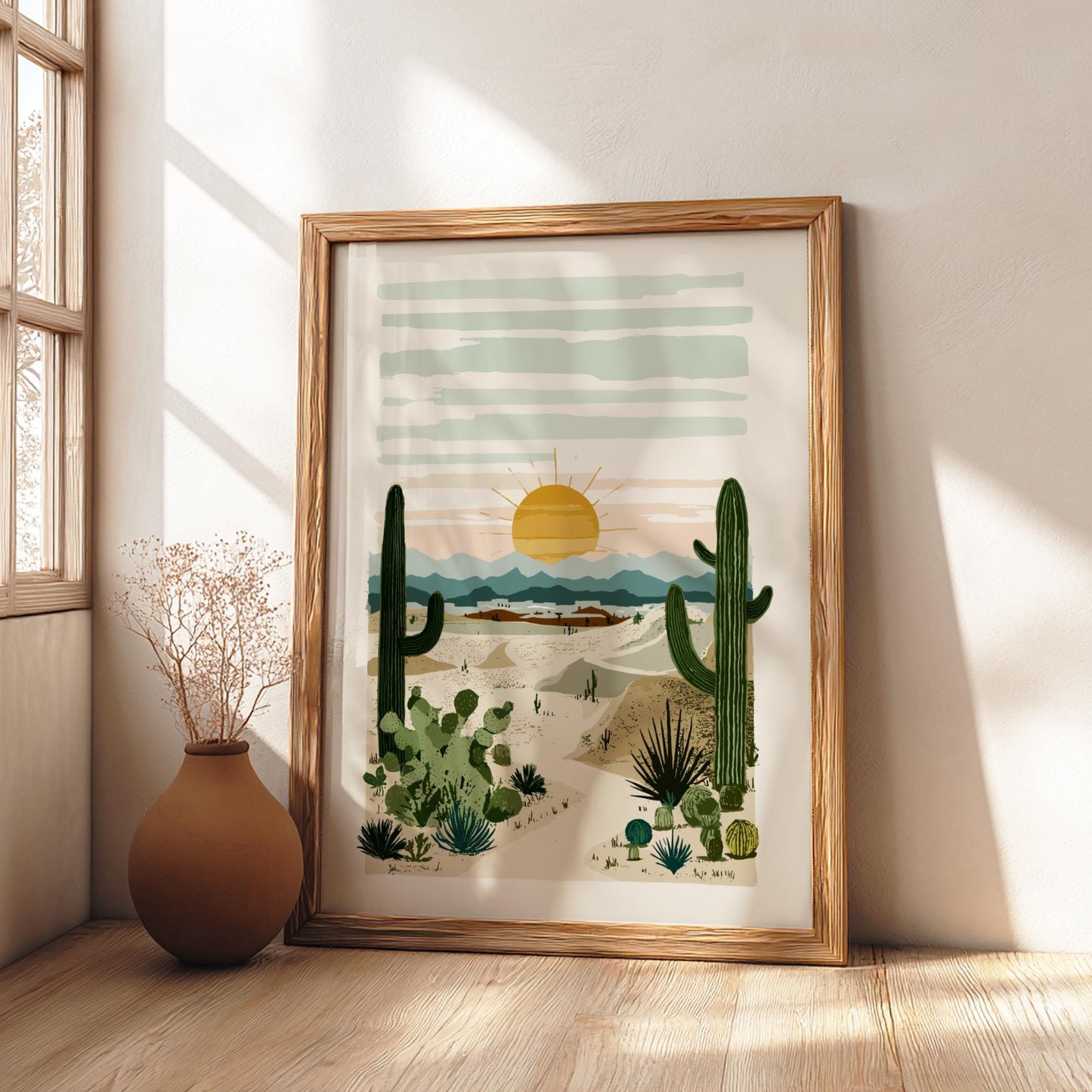 Desert Dawn Mirage - Pastel Desert Poster - Serene Nature Wall Decor Poster