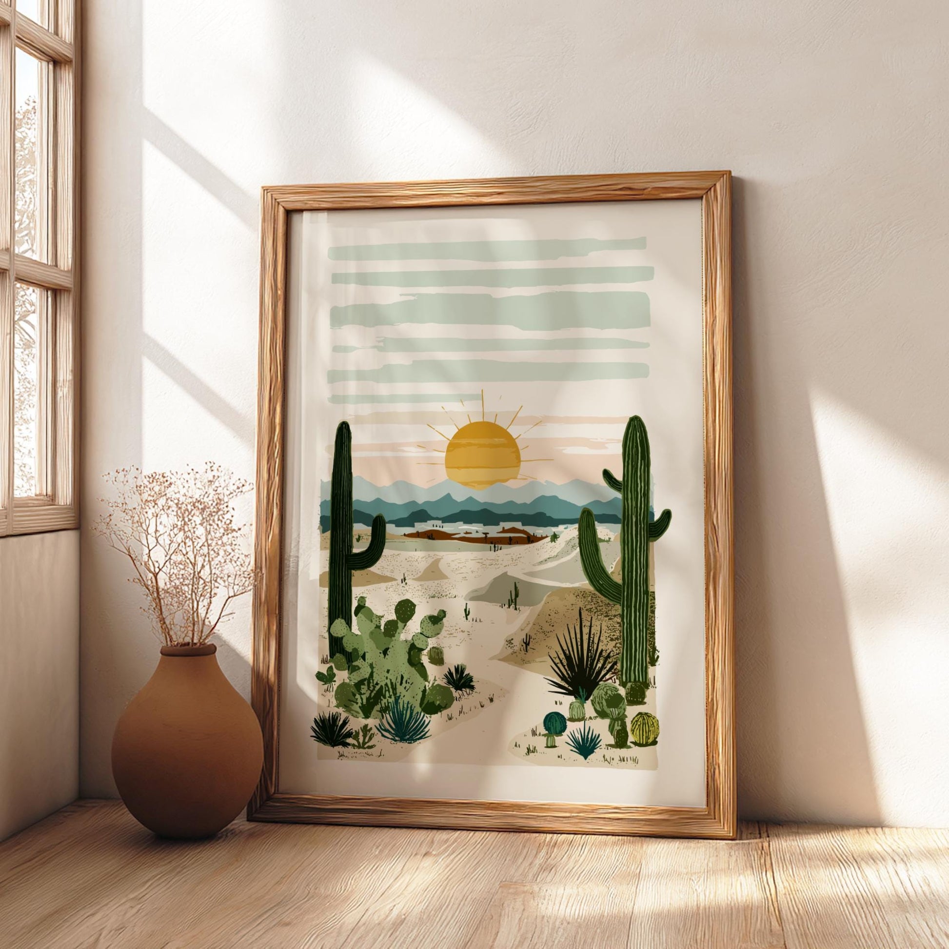 Desert Dawn Mirage - Pastel Desert Poster - Serene Nature Wall Decor Poster