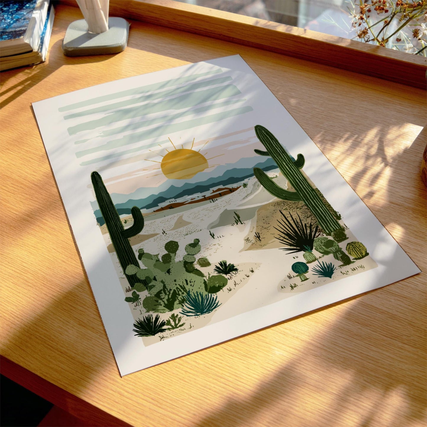 Desert Dawn Mirage - Pastel Desert Poster - Serene Nature Wall Decor Poster
