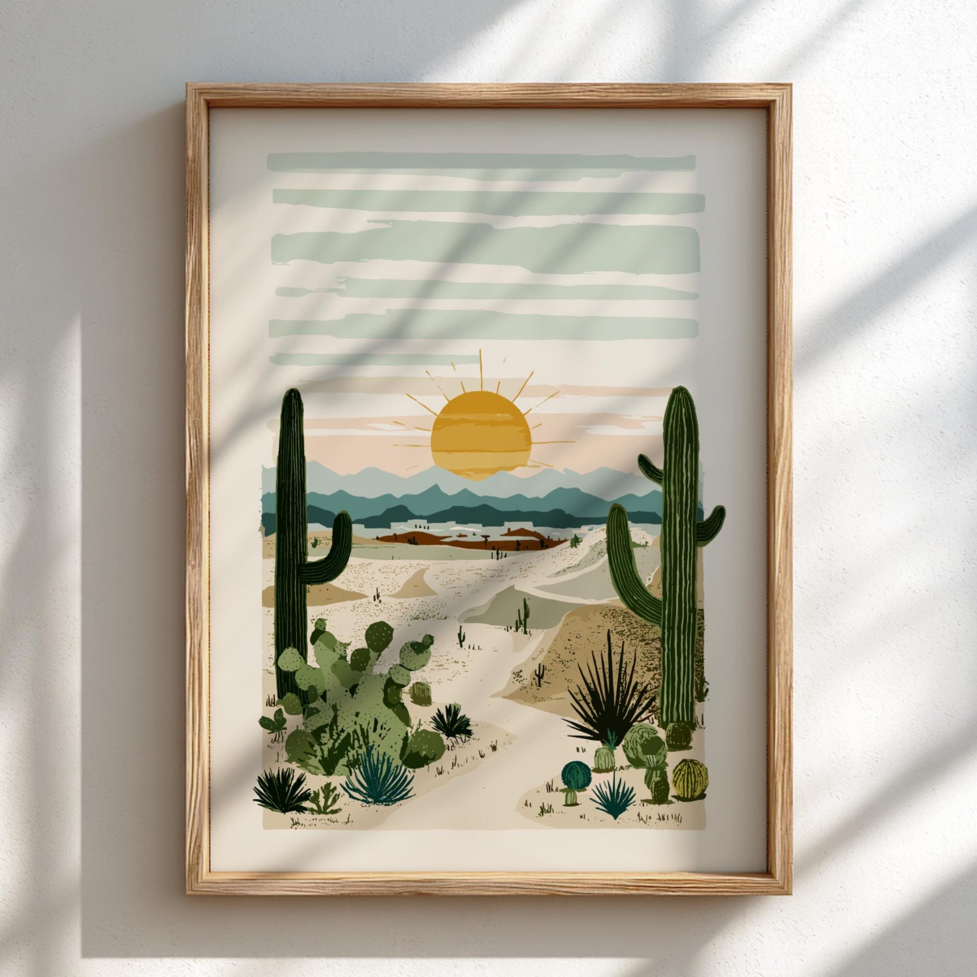 Desert Dawn Mirage - Pastel Desert Poster - Serene Nature Wall Decor Poster
