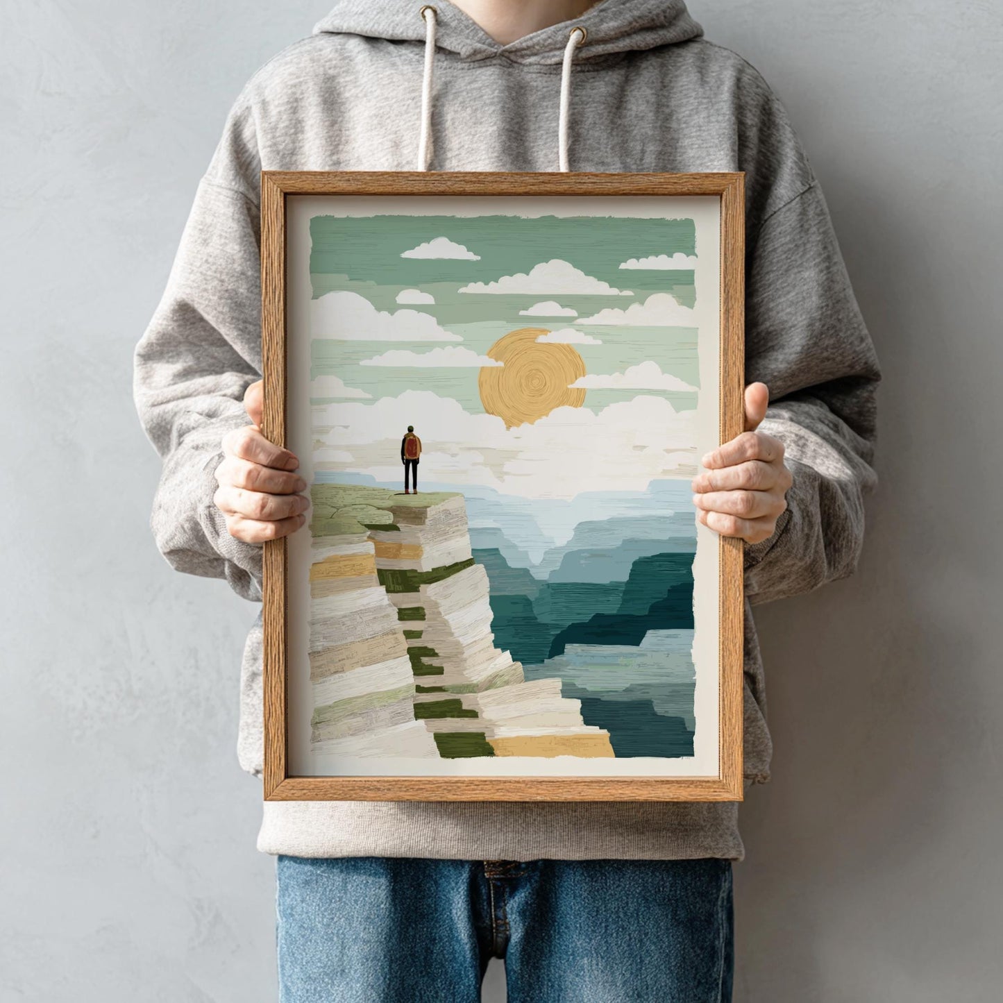 Climb to Sunrise - Pastel Climbing Poster - Serene Nature Wall Decor Print