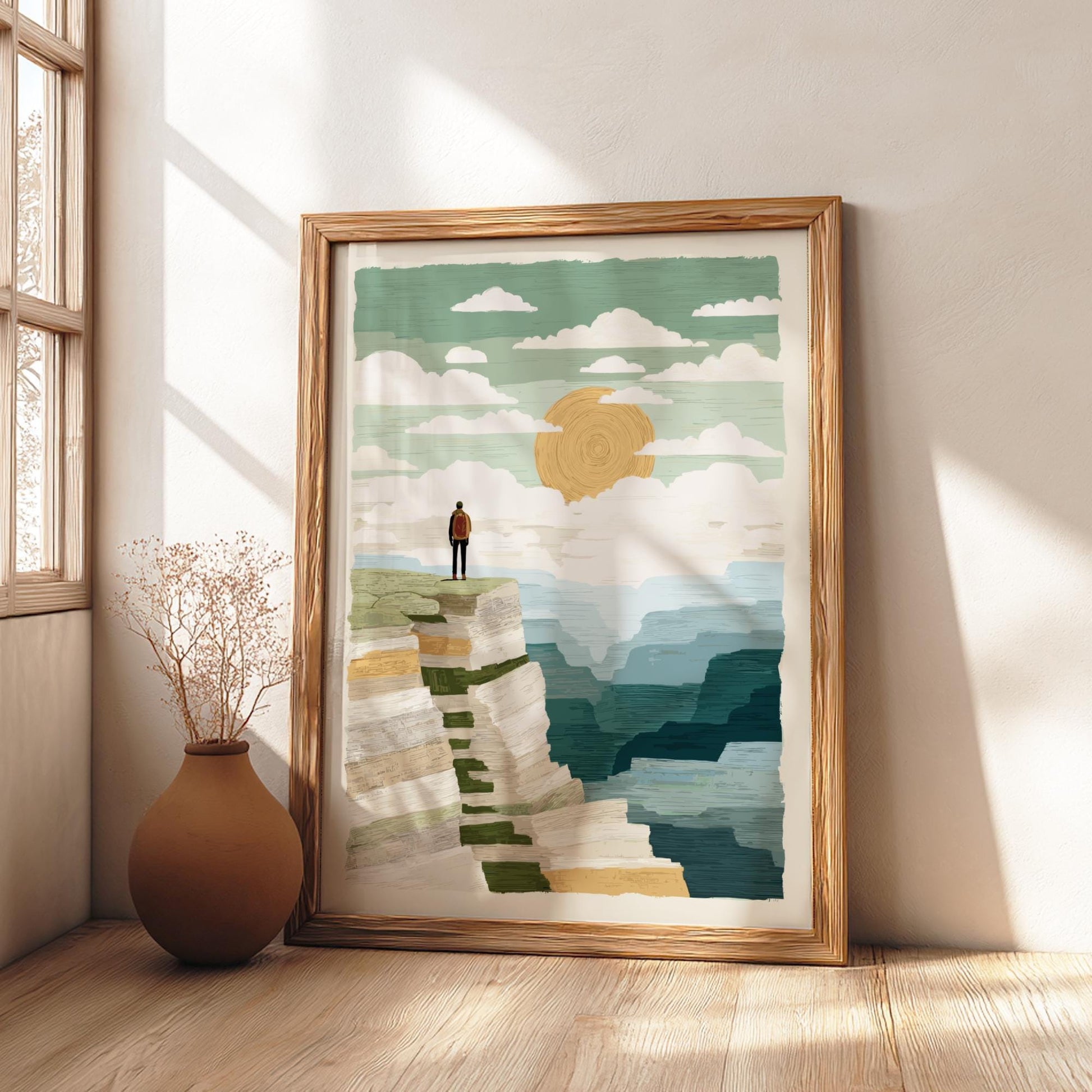 Climb to Sunrise - Pastel Climbing Poster - Serene Nature Wall Decor Print