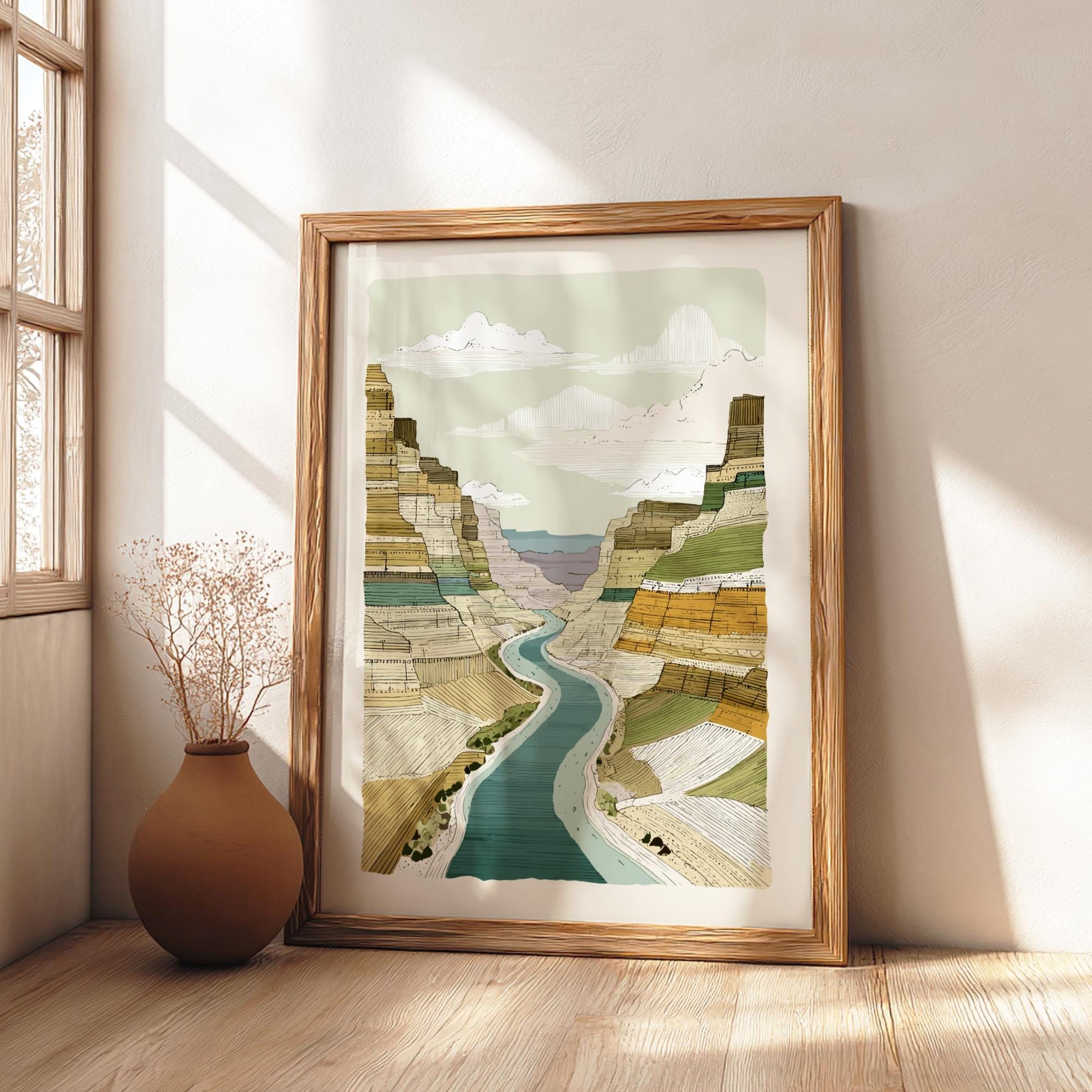 Canyon Twilight Veil - Pastel Canyon Poster - Serene Nature Wall Decor Print